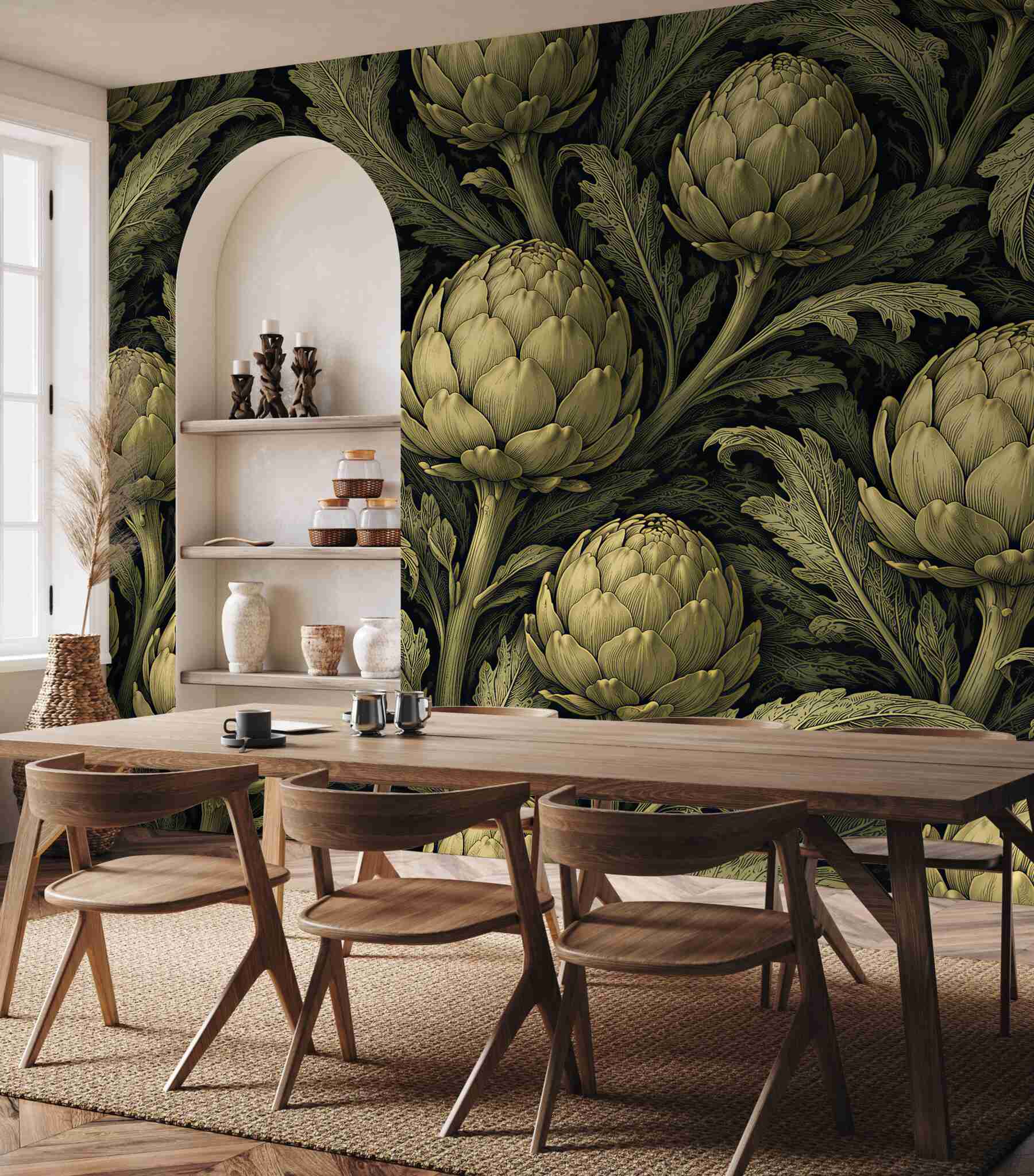 Fototapeta artystyczne karczochy na ciemnym tle