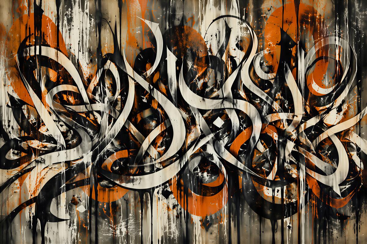Fototapeta abstrakcyjny graffiti w pomarańczy