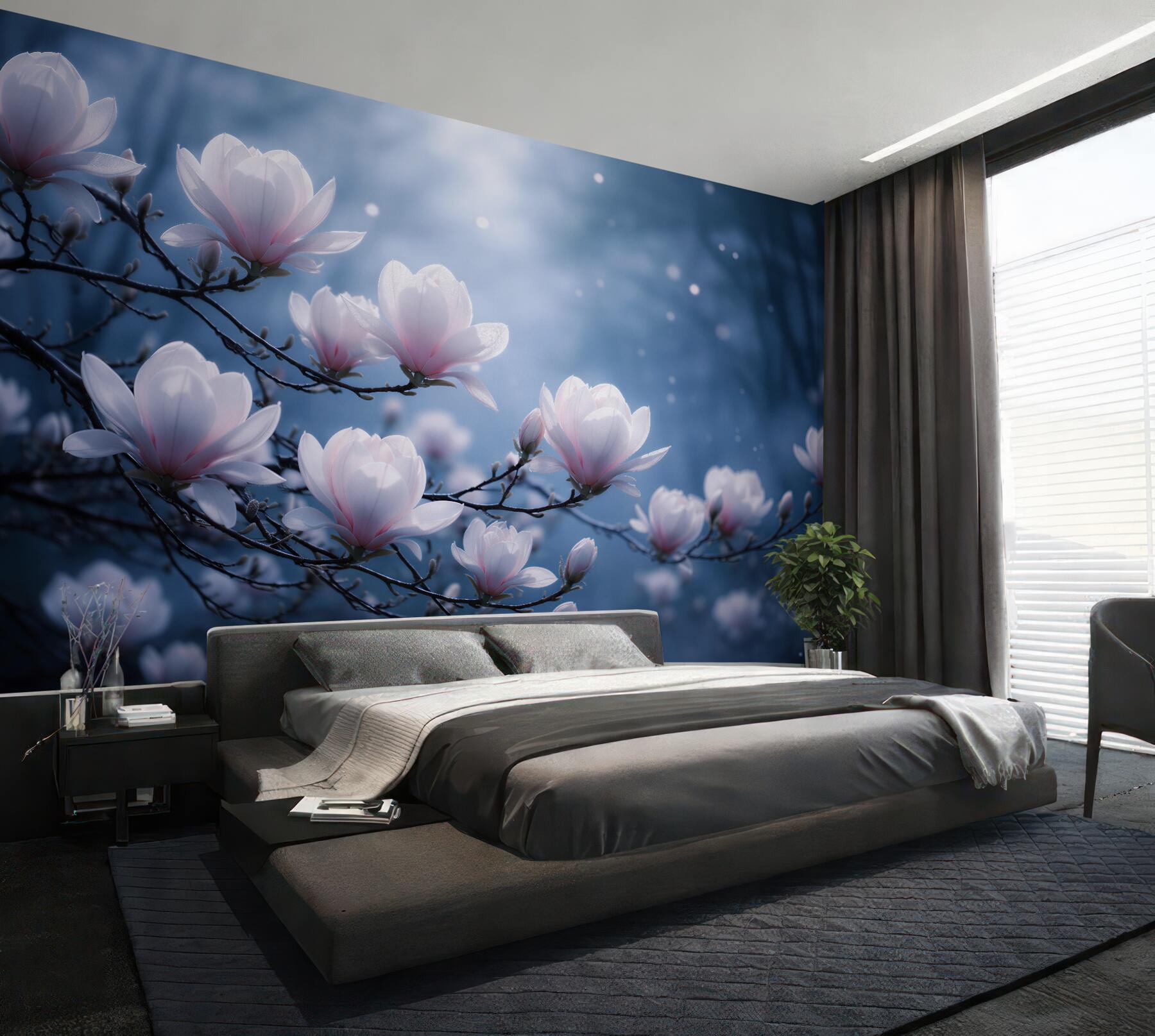 Fototapeta magnolie w księżycowej mgle