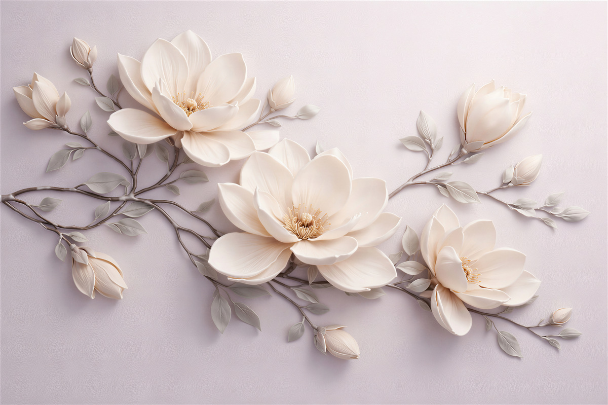 Fototapeta kremowa magnolia w stylu 3d