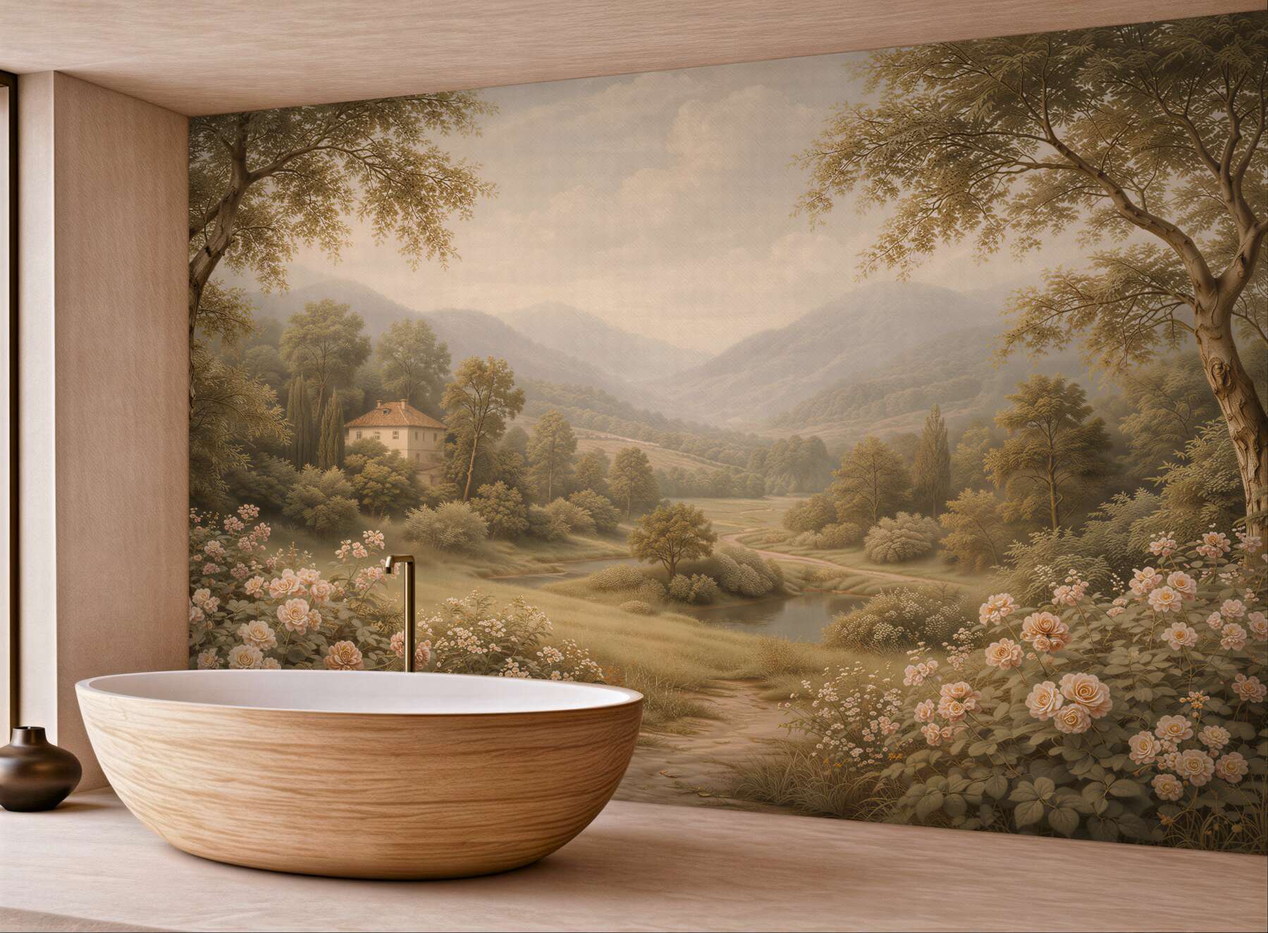 Fototapeta romantyczny krajobraz z różanym ogrodem