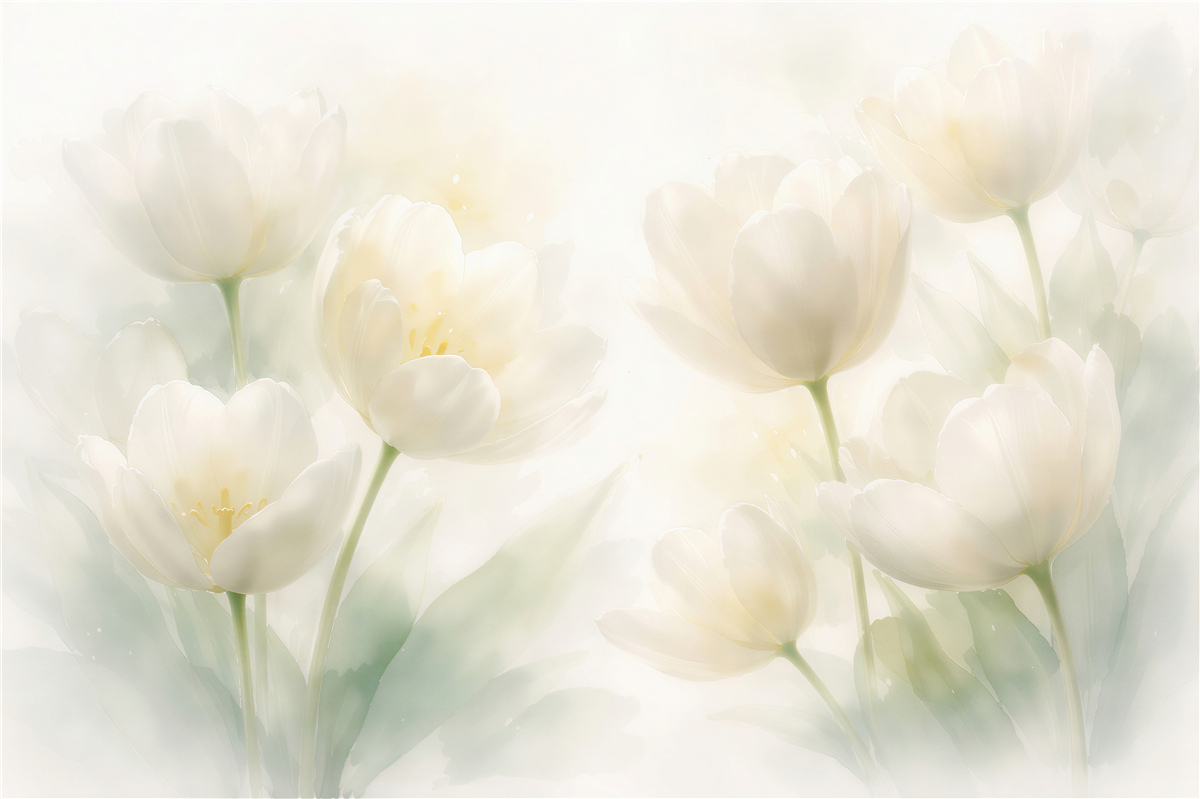 Fototapeta Świetliste białe tulipany