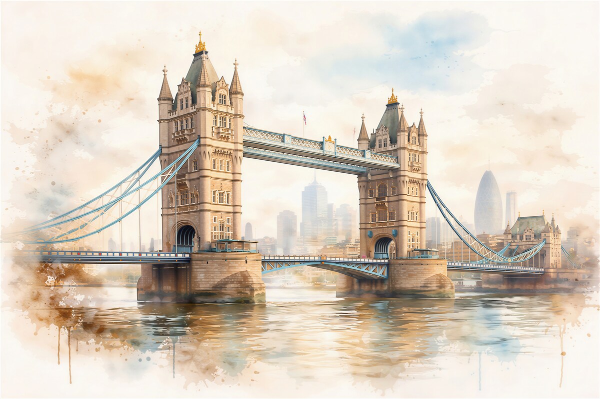 Fototapeta tower bridge w akwarelowej mgle