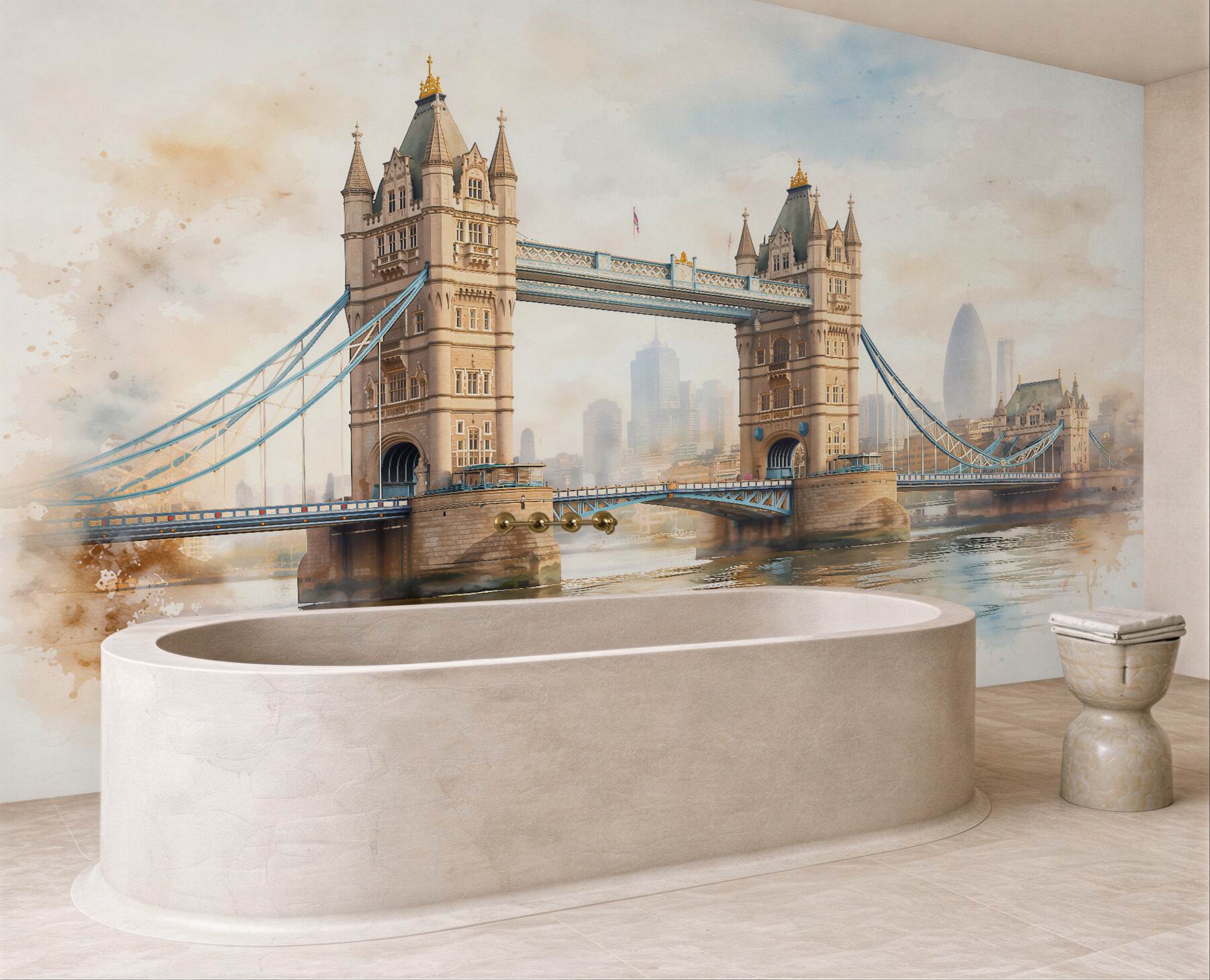 Fototapeta tower bridge w akwarelowej mgle