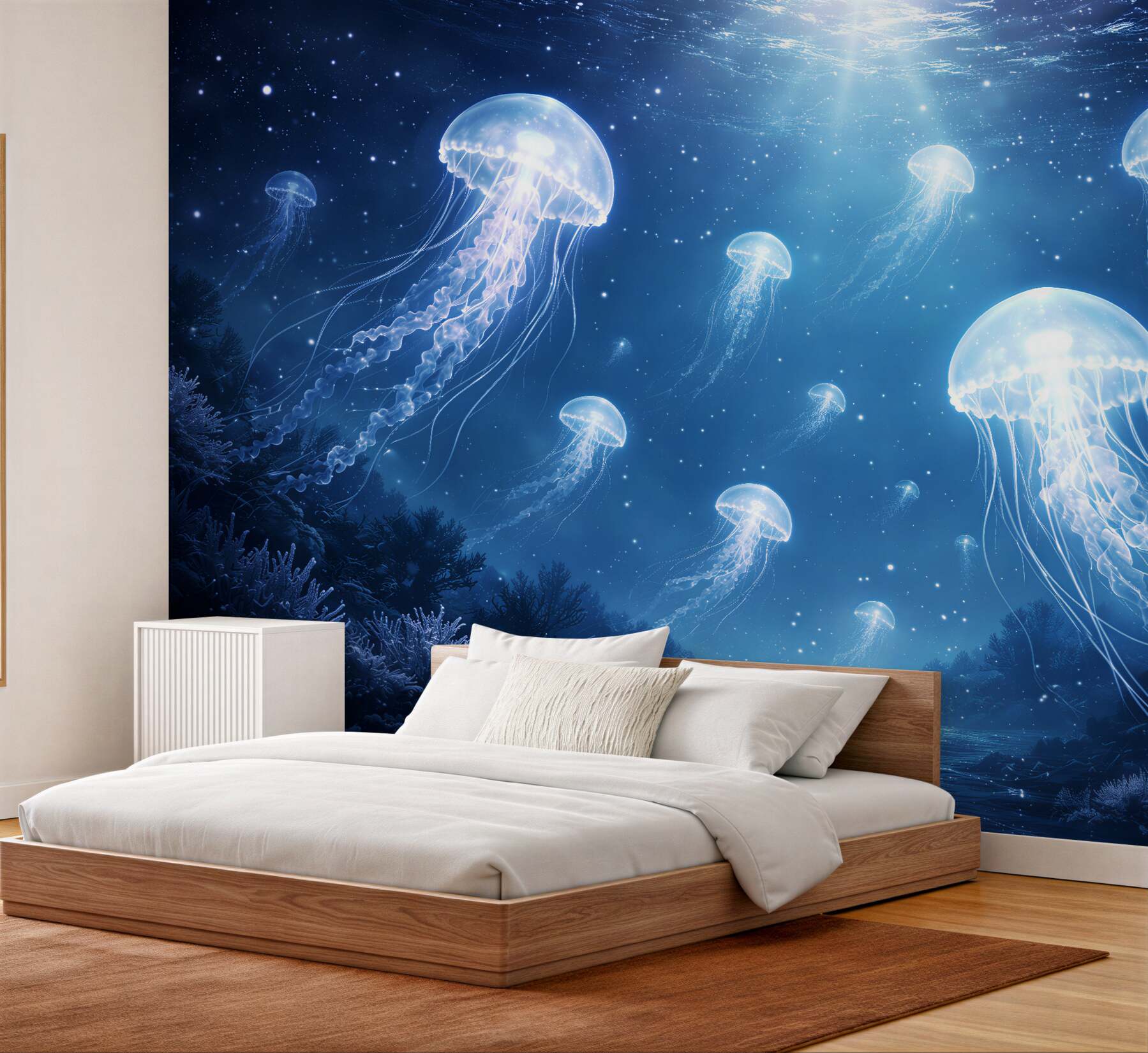 Fototapeta magiczne meduzy w nocnym oceanie