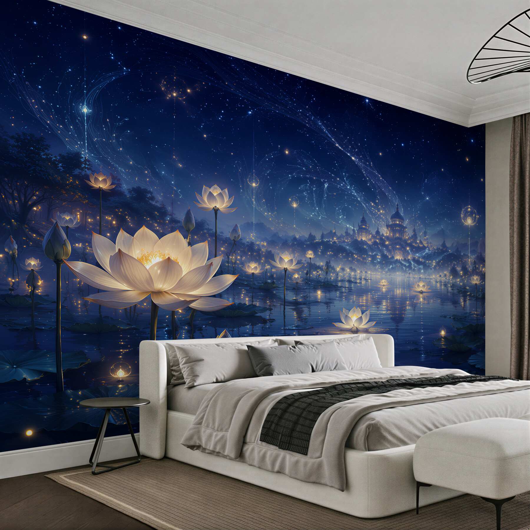 Fototapeta magiczne lotosy pod gwiaździstym niebem