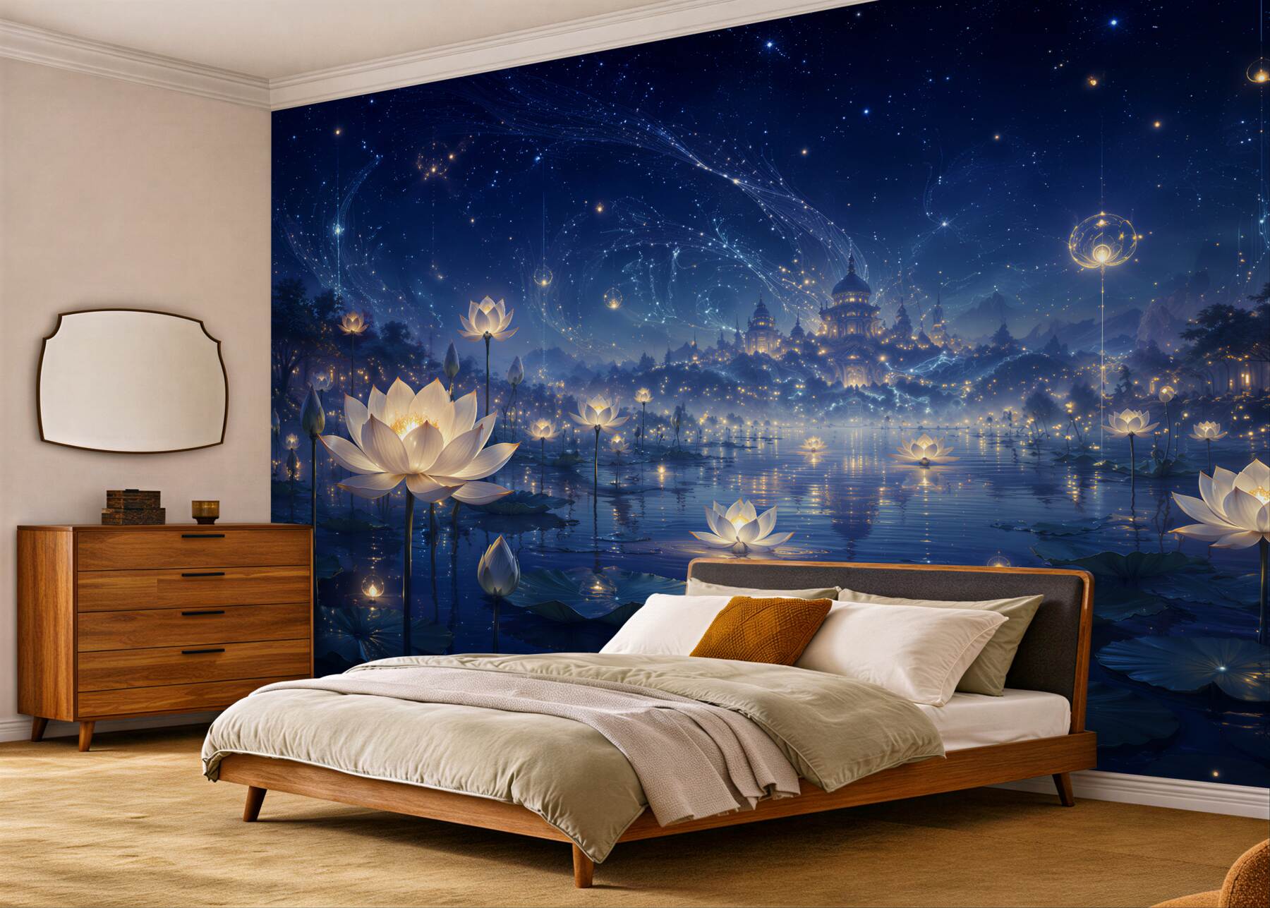Fototapeta magiczne lotosy pod gwiaździstym niebem
