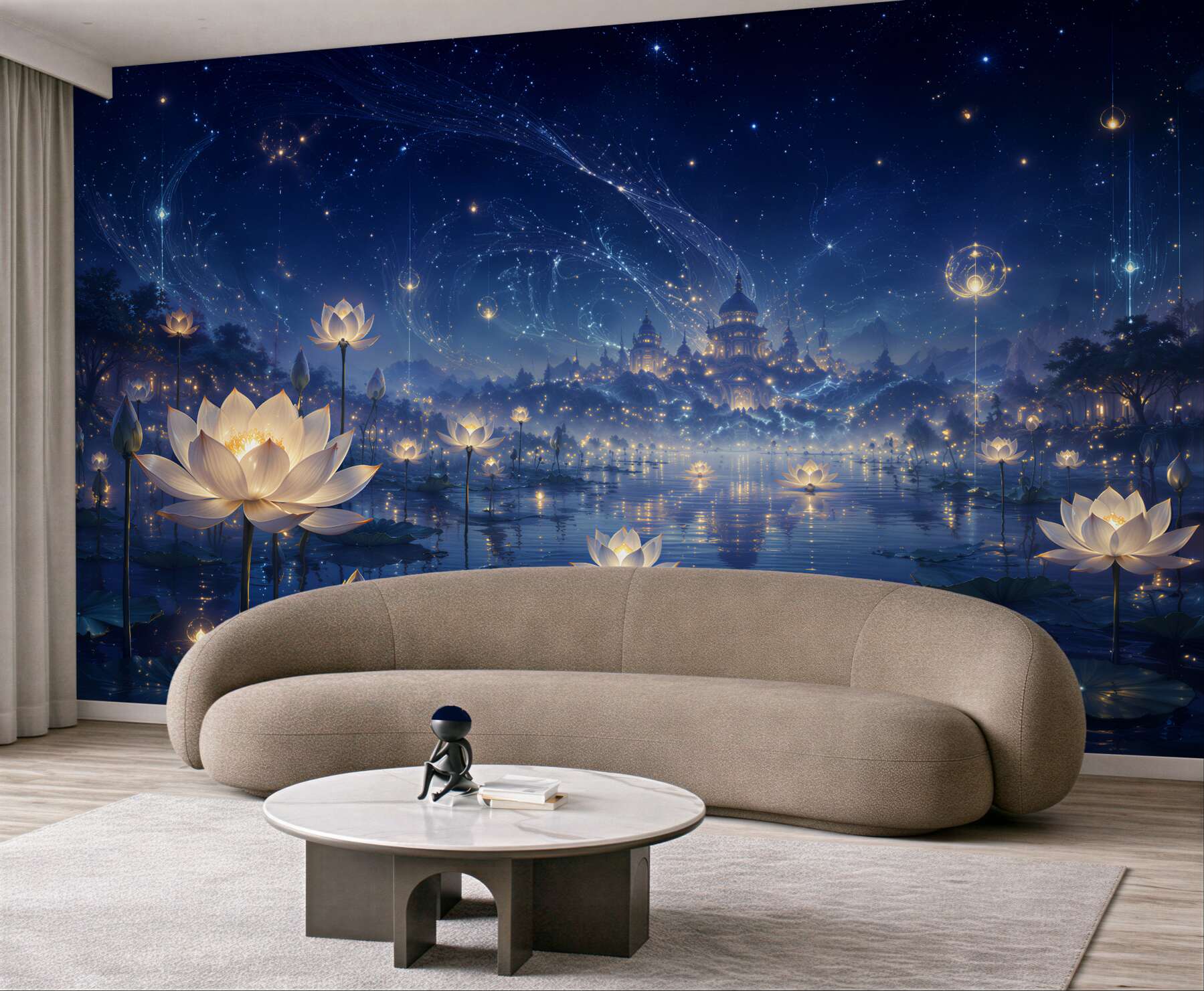 Fototapeta magiczne lotosy pod gwiaździstym niebem