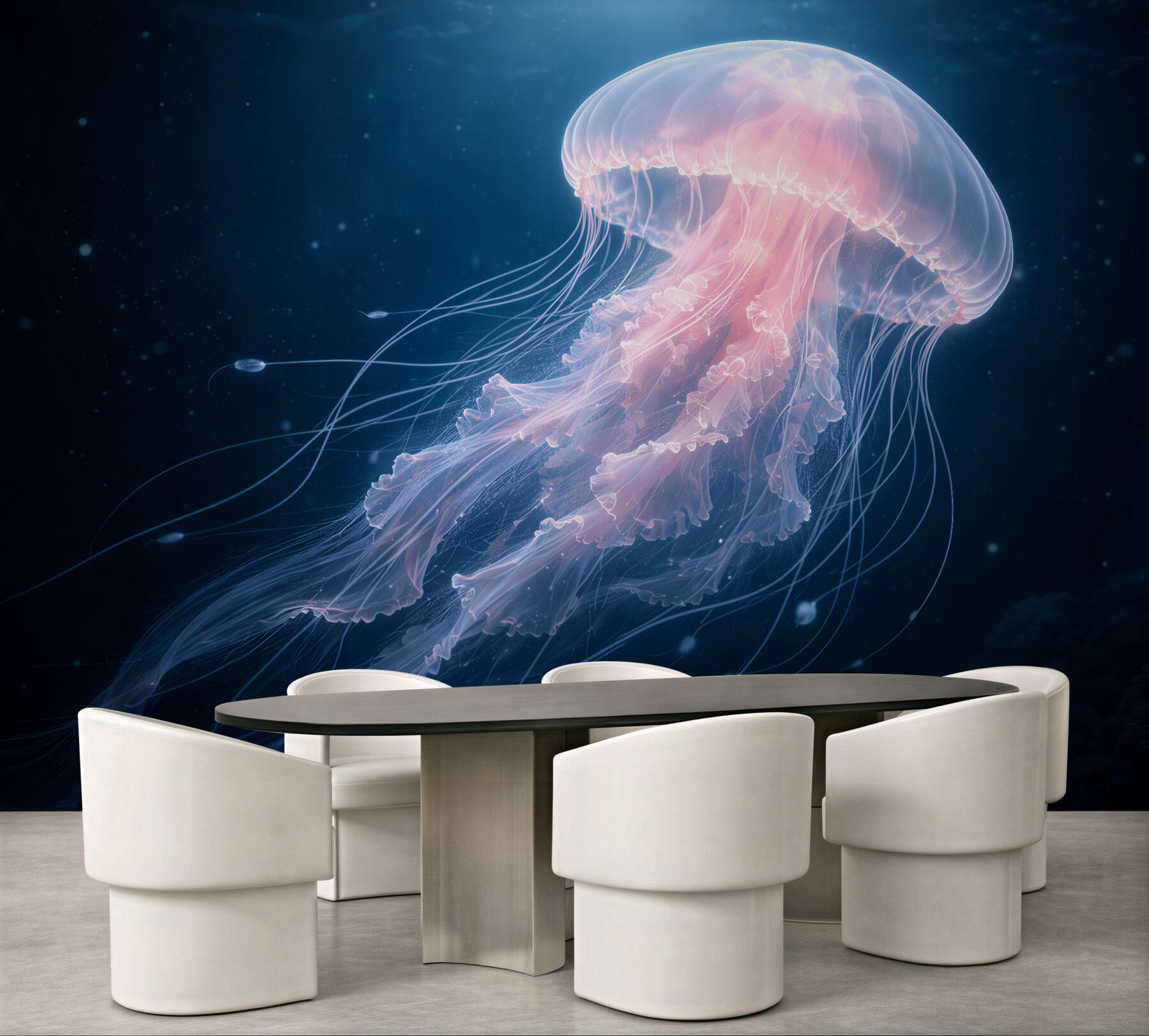 Fototapeta Świetlista meduza w głębinach
