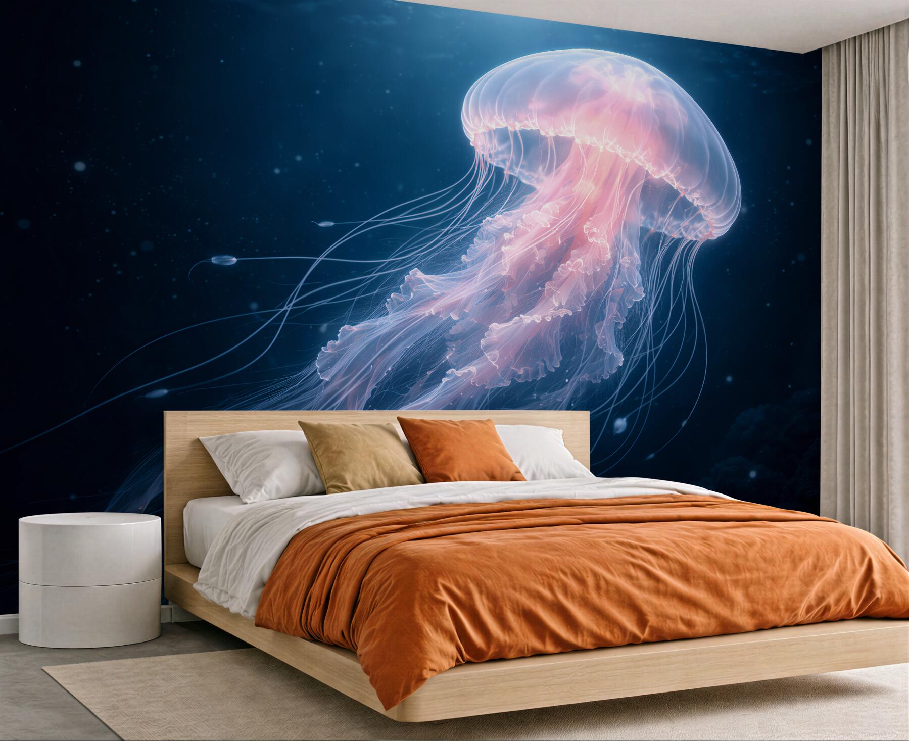 Fototapeta Świetlista meduza w głębinach