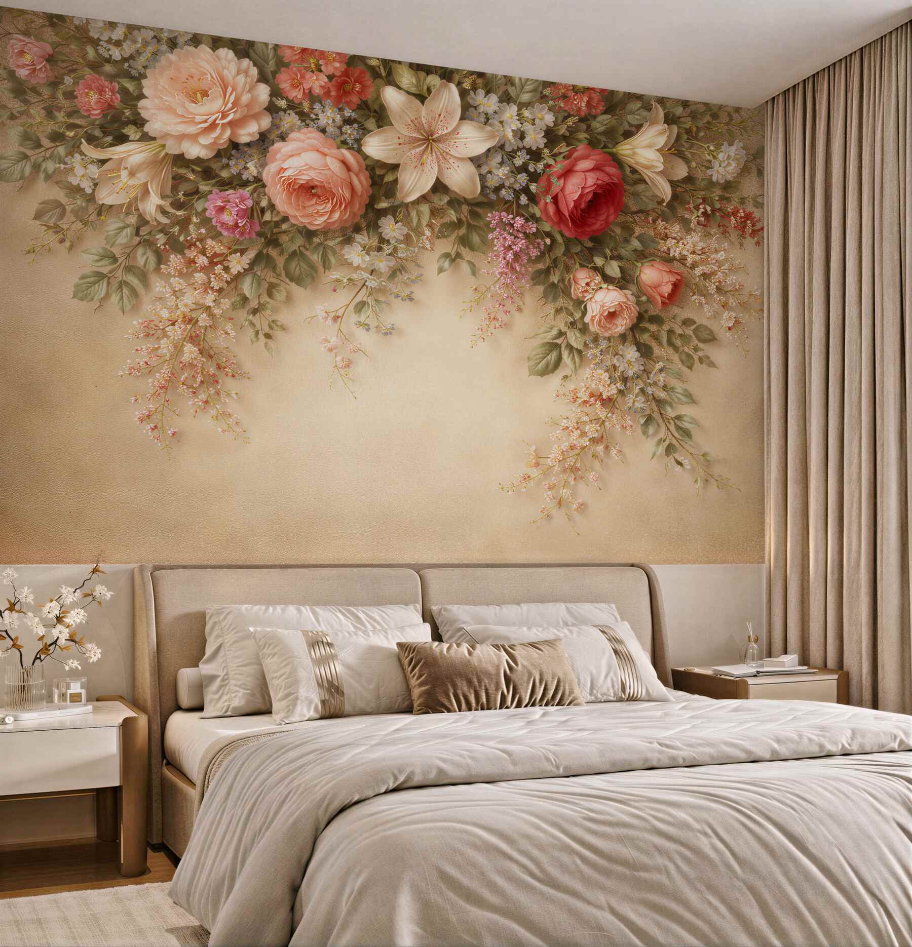 Fototapeta pudrowa magnolia akwarelowa