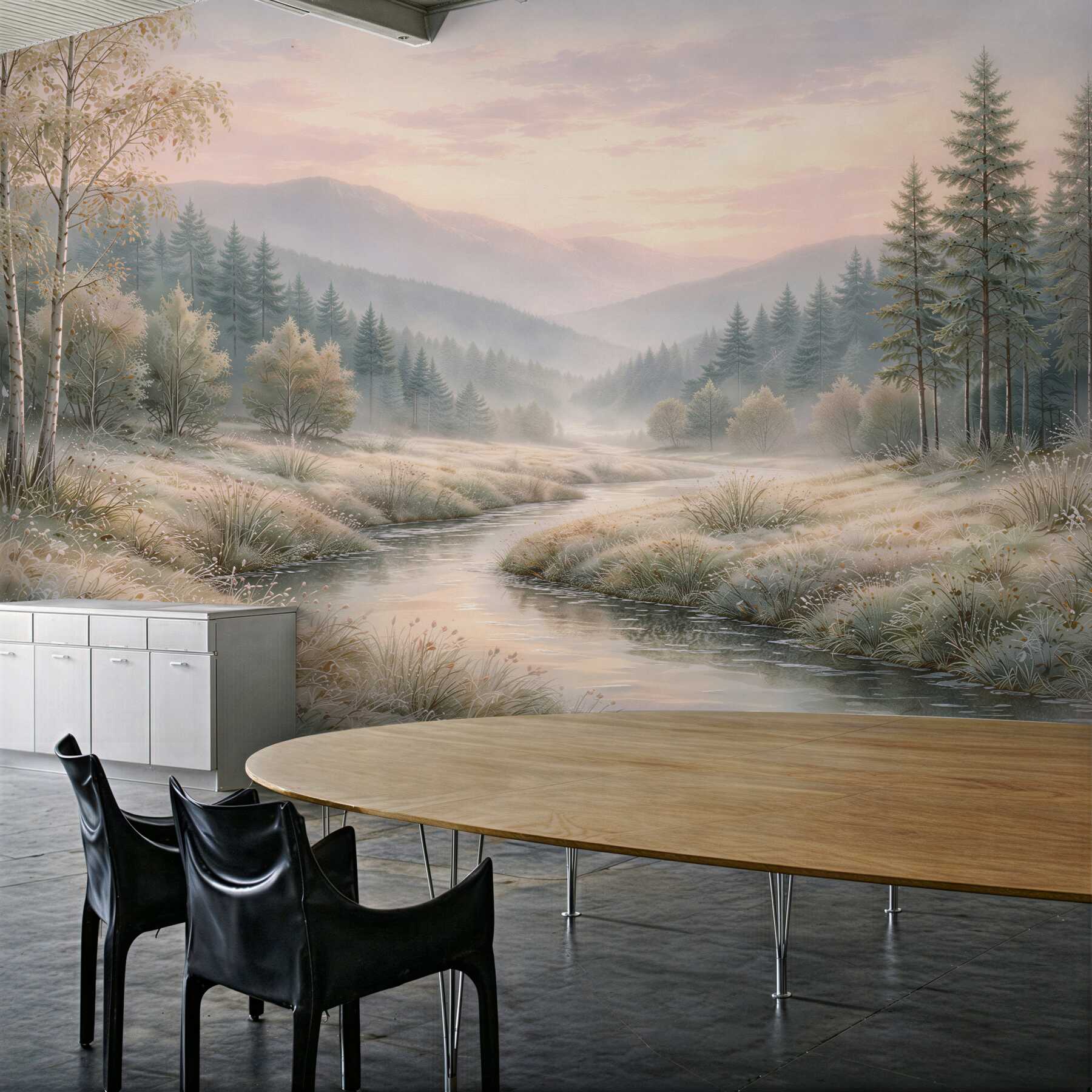 Fototapeta mglisty świt nad leśnym strumieniem