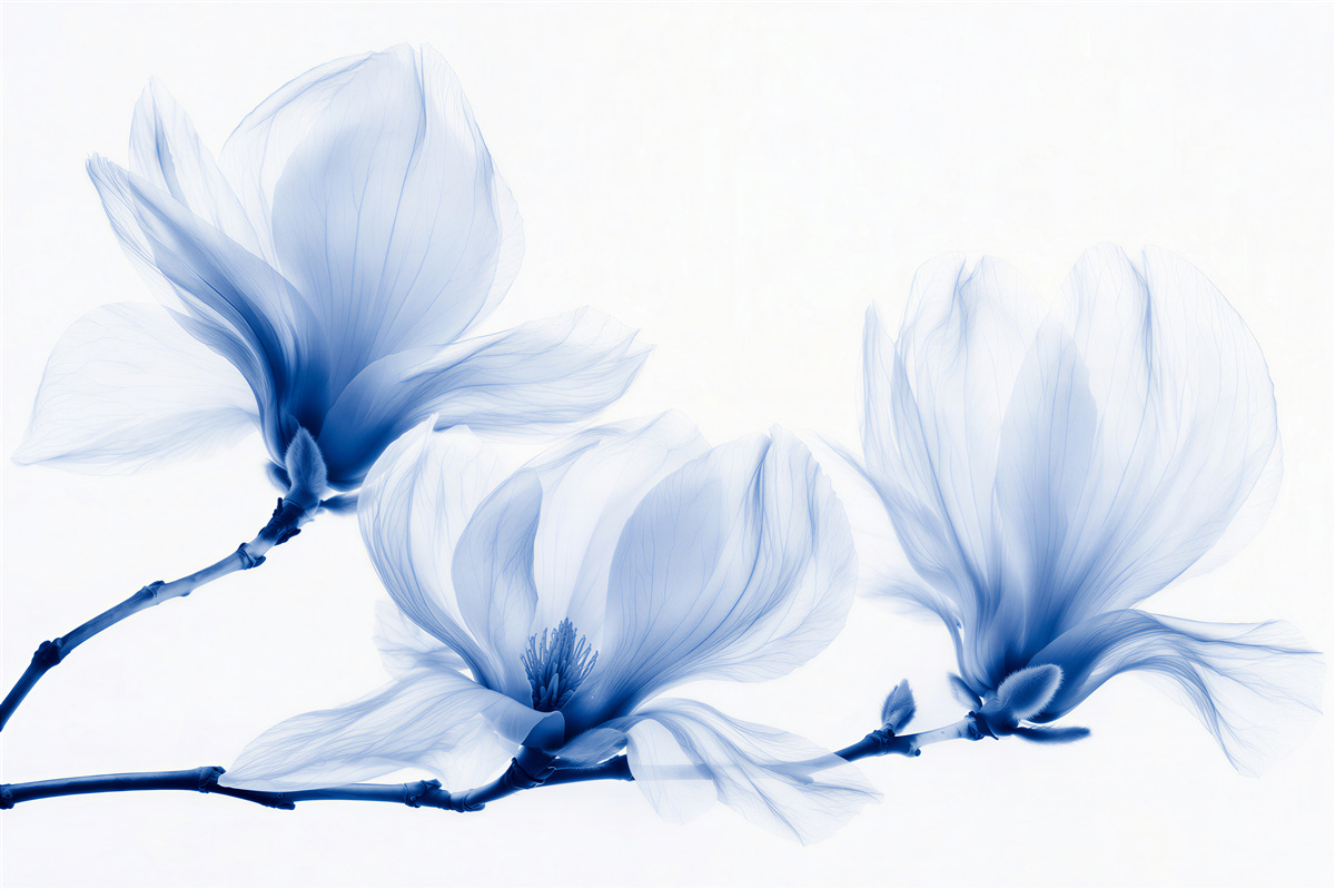 Fototapeta błękitne magnolie w eterycznej odsłonie