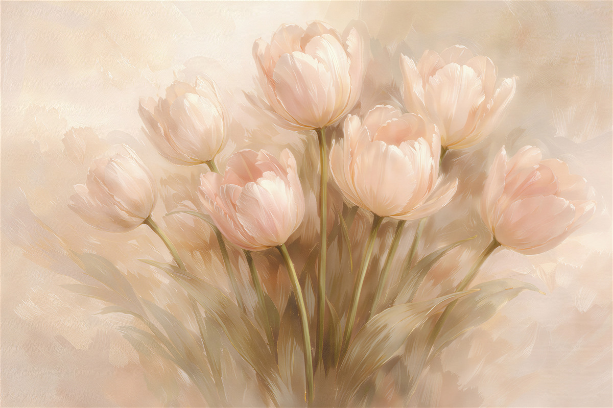 Fototapeta pudrowe tulipany w świetle
