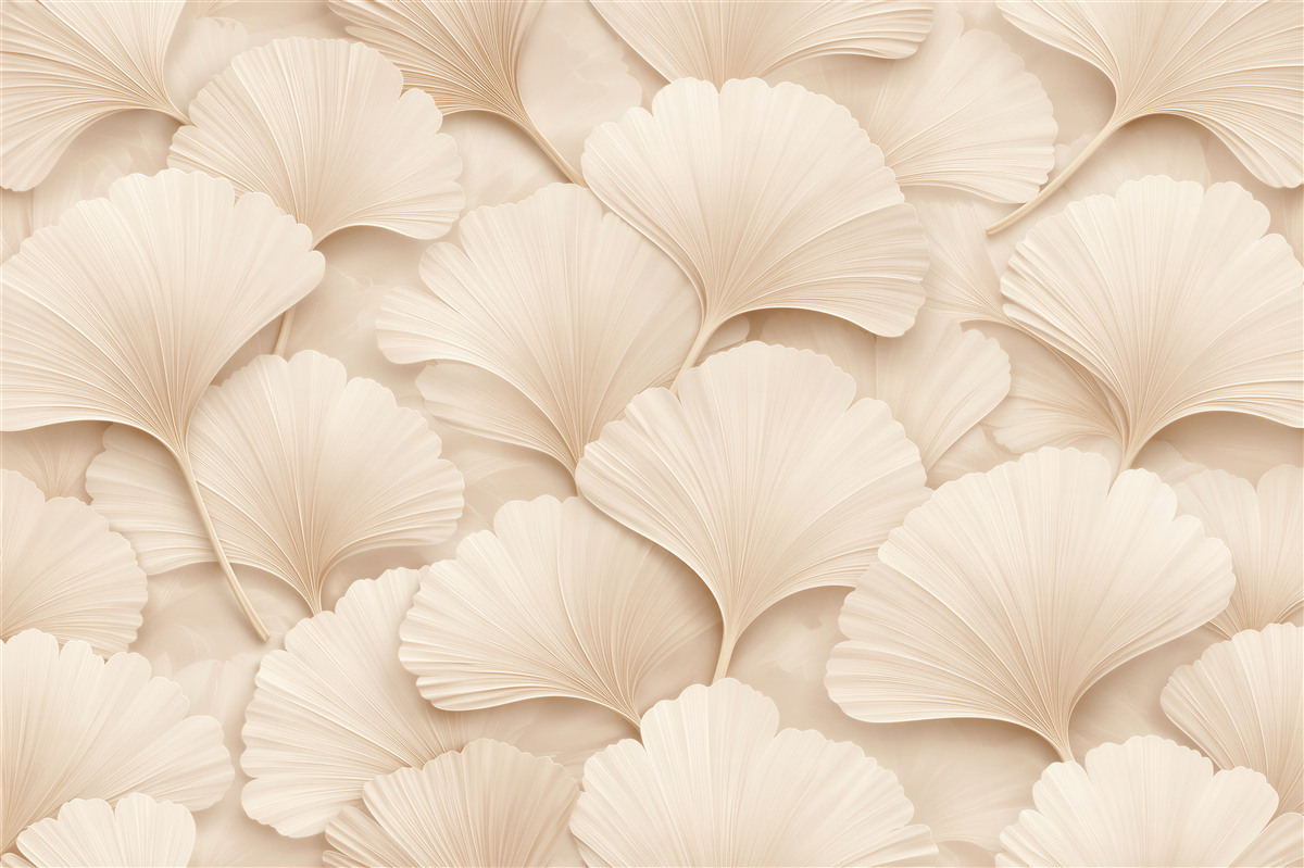 Fototapeta kremowe liście ginkgo 3d