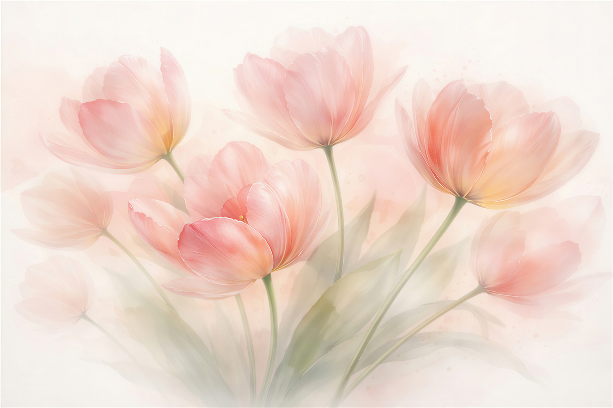 Fototapeta pastelowe tulipany w porannej mgle