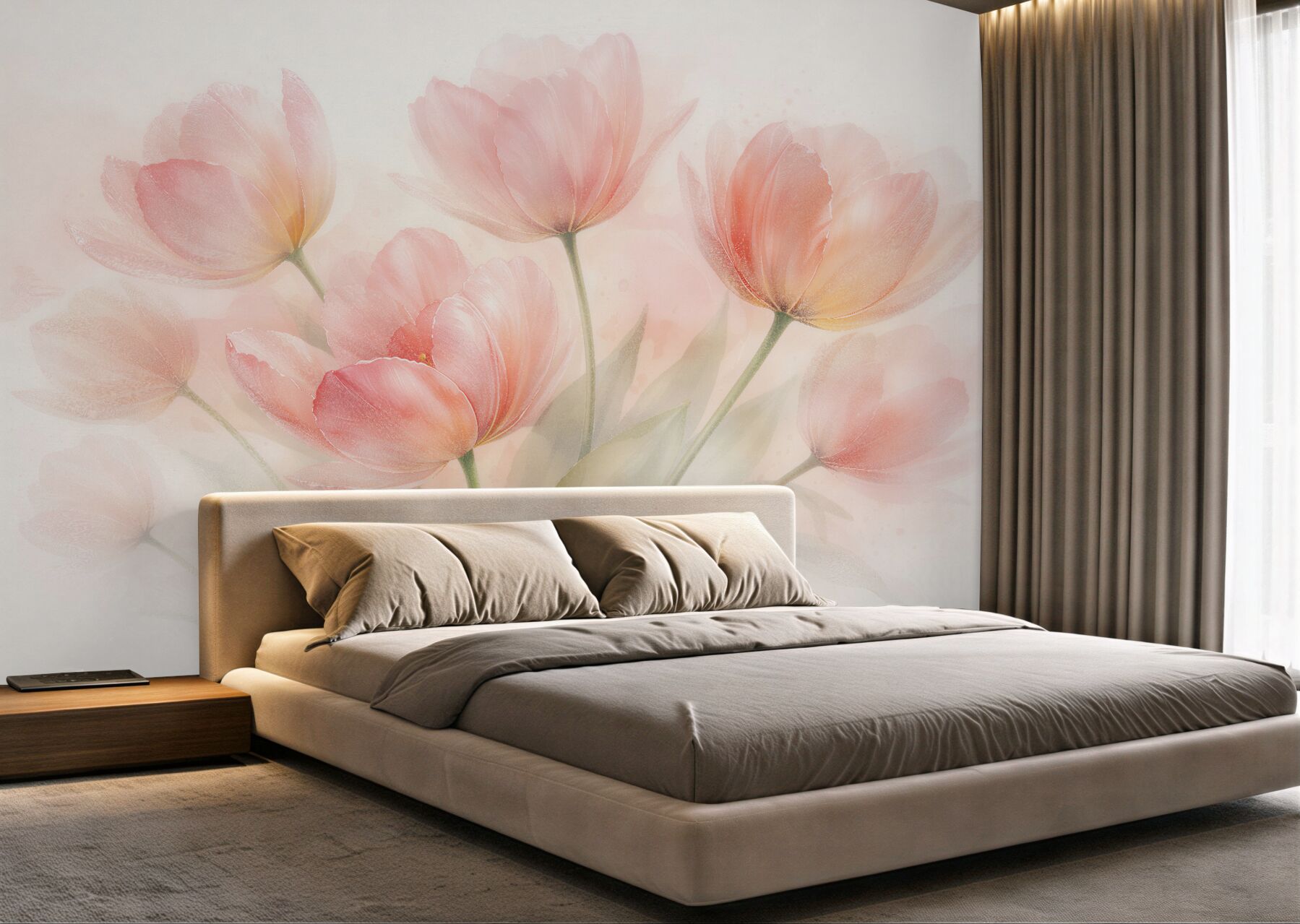 Fototapeta pastelowe tulipany w porannej mgle