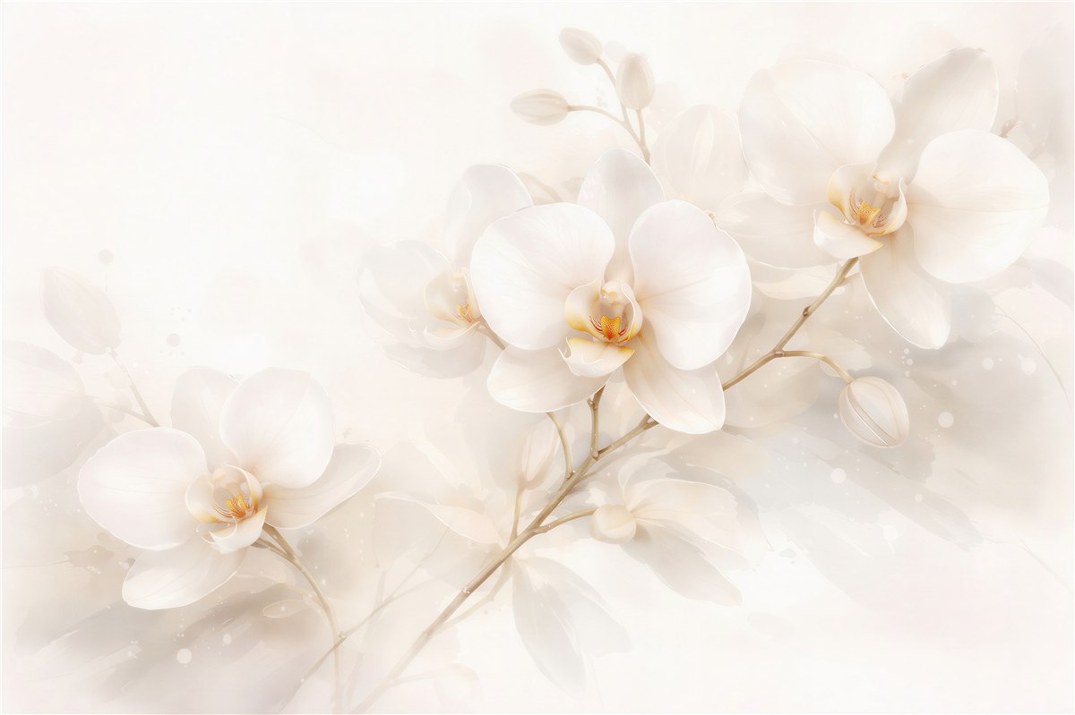 Fototapeta kremowe orchidee w blasku
