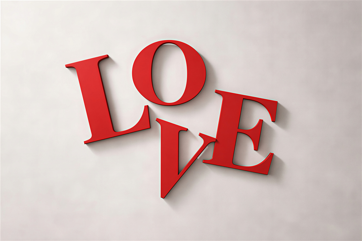 Fototapeta czerwony napis love 3d