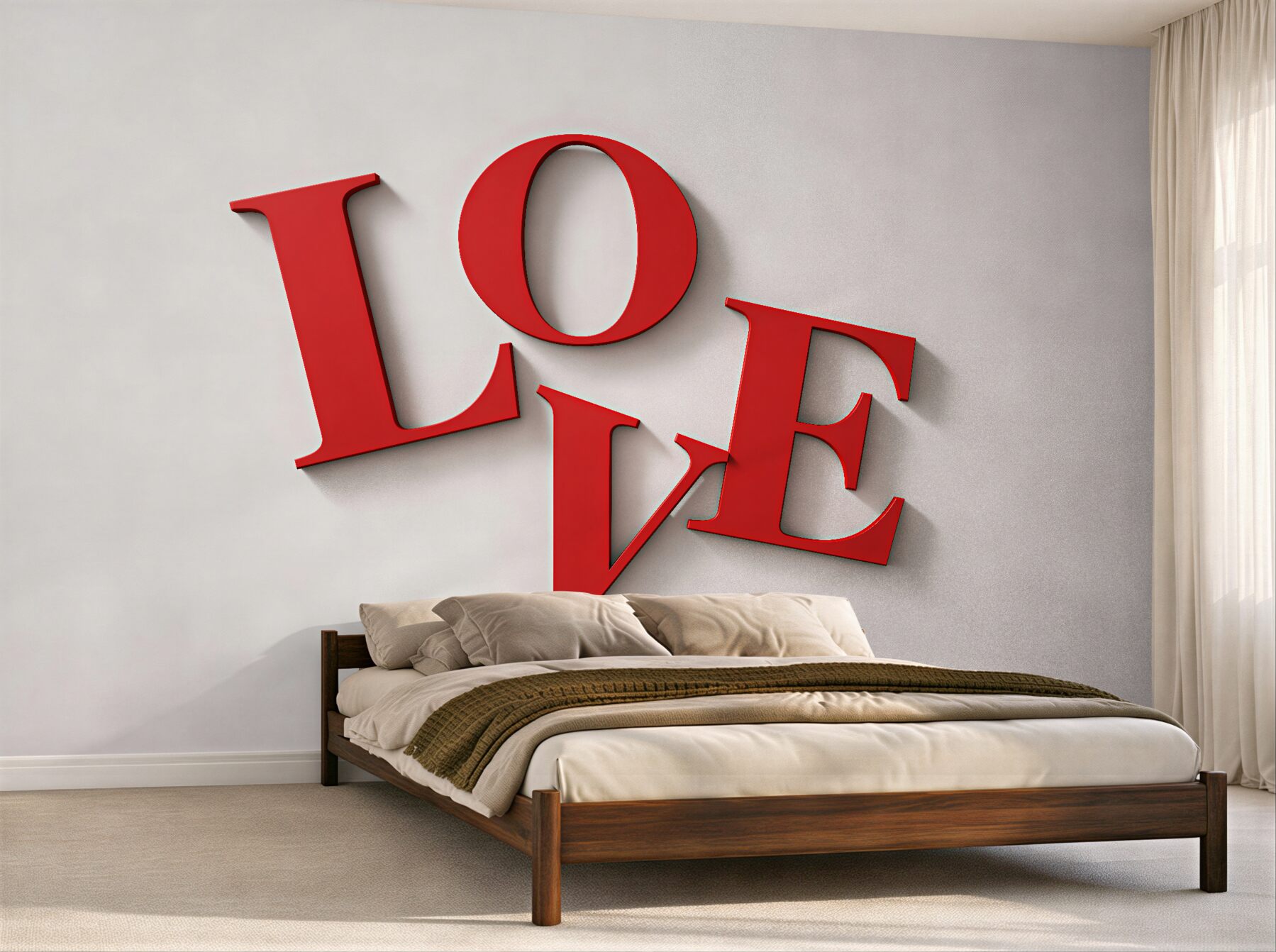 Fototapeta czerwony napis love 3d
