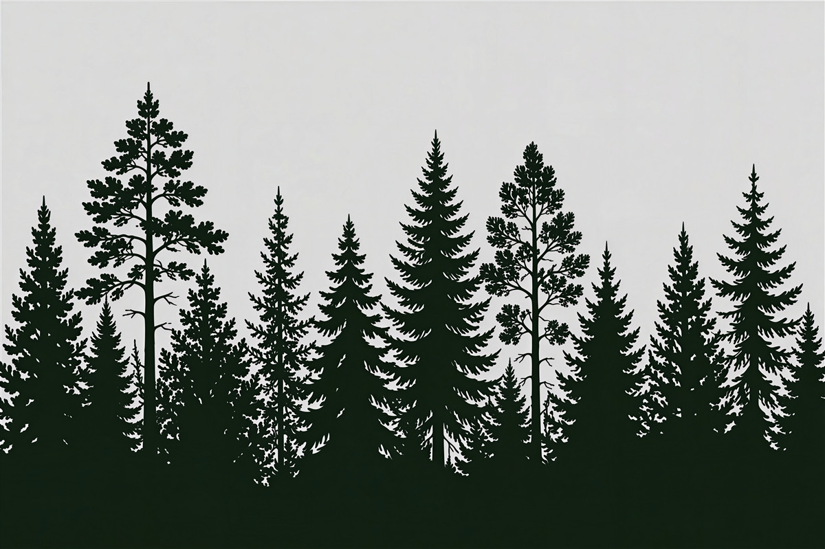Fototapeta minimalistyczny zarys leśnych drzew