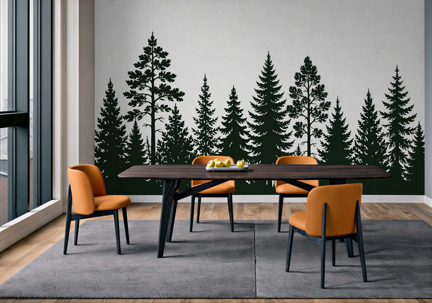 Fototapeta minimalistyczny zarys leśnych drzew
