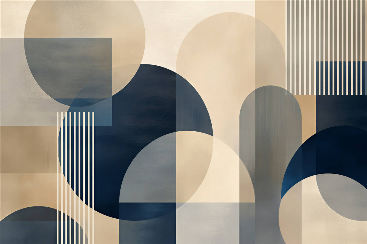 Fototapeta geometryczna harmonia w granacie i beżu