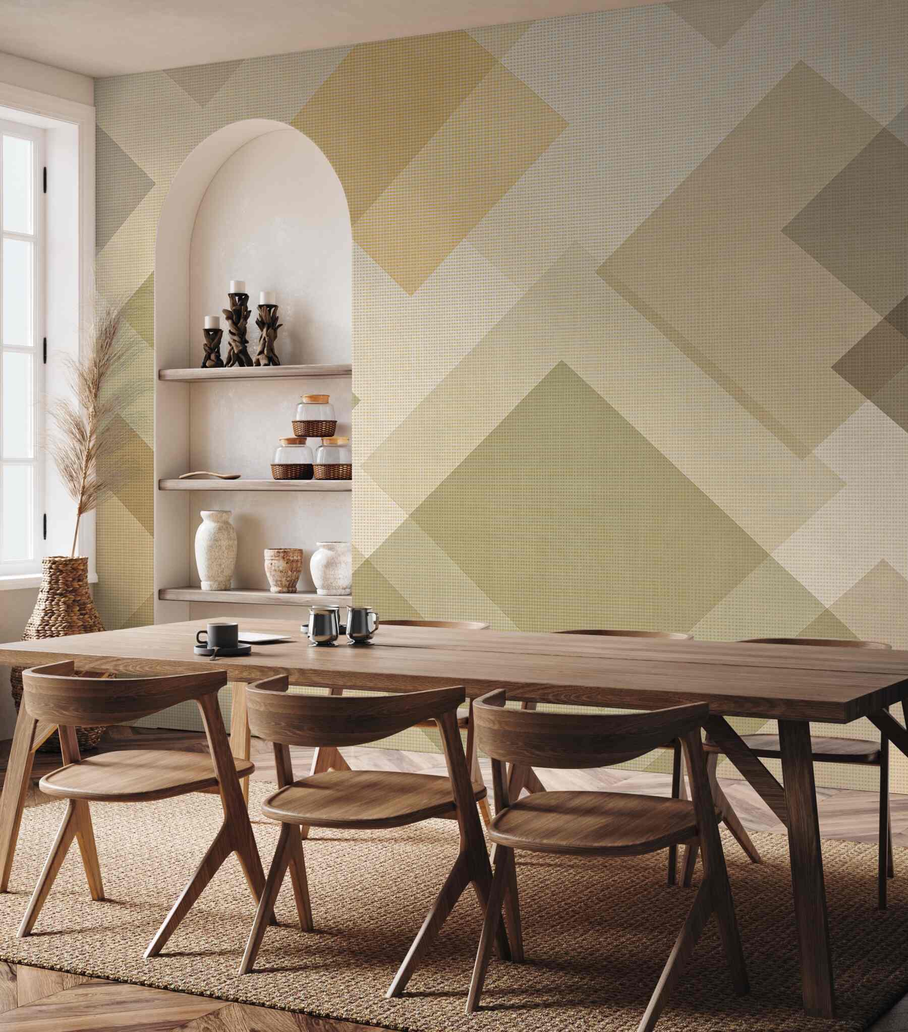 Fototapeta beżowa geometria w nowoczesnym stylu