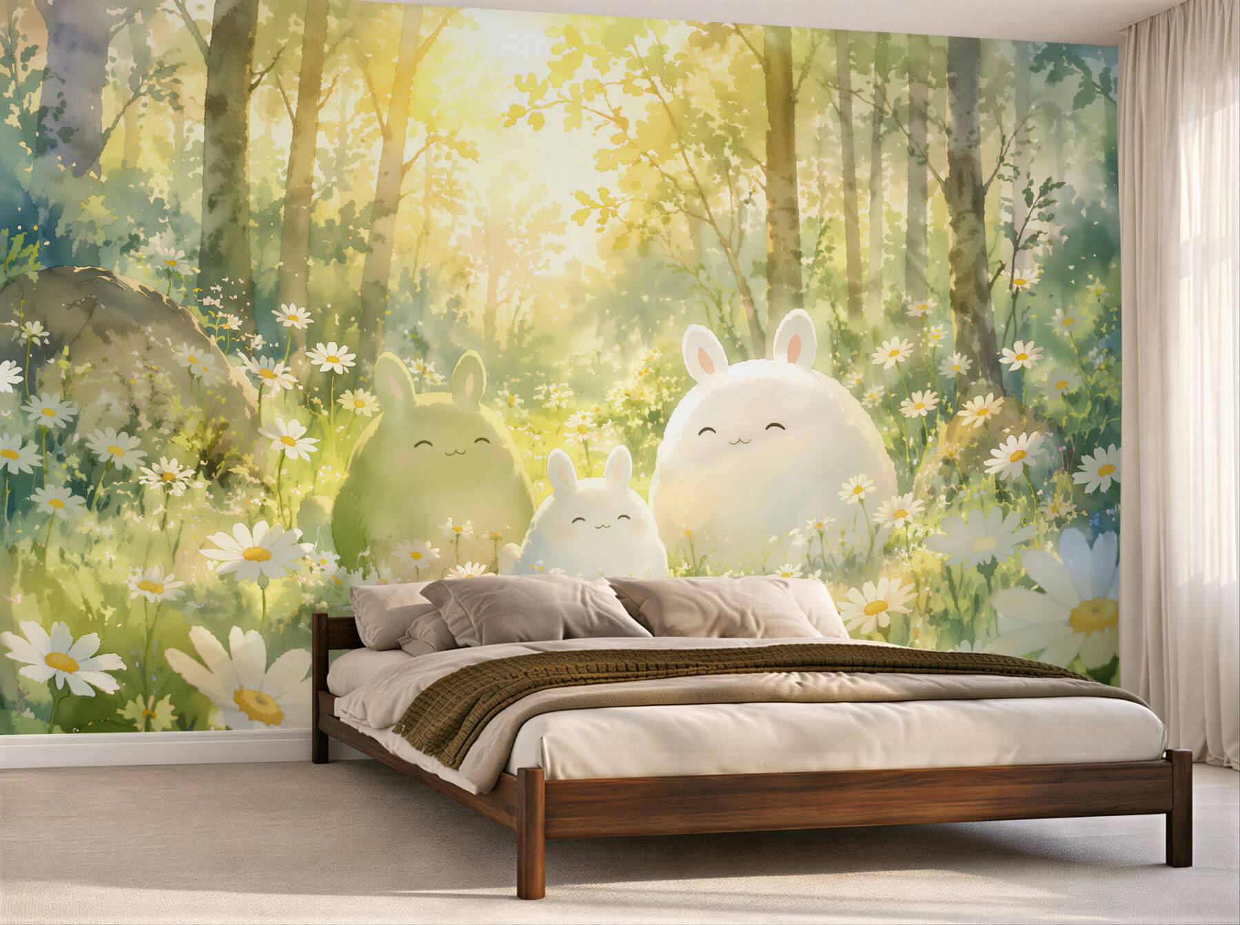 Fototapeta leśne króliczki w kwiatach