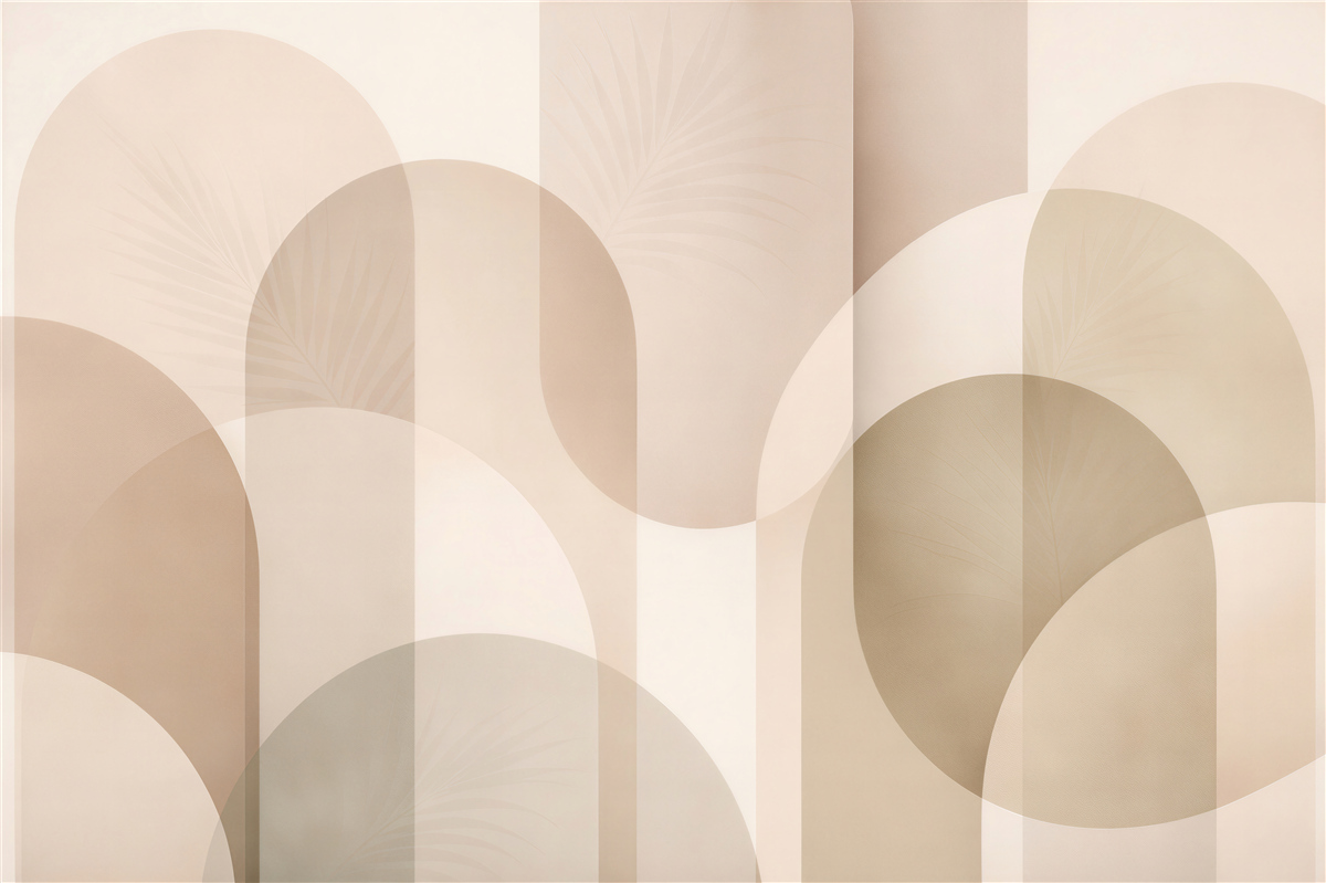 Fototapeta beżowa geometryczna harmonia łuków