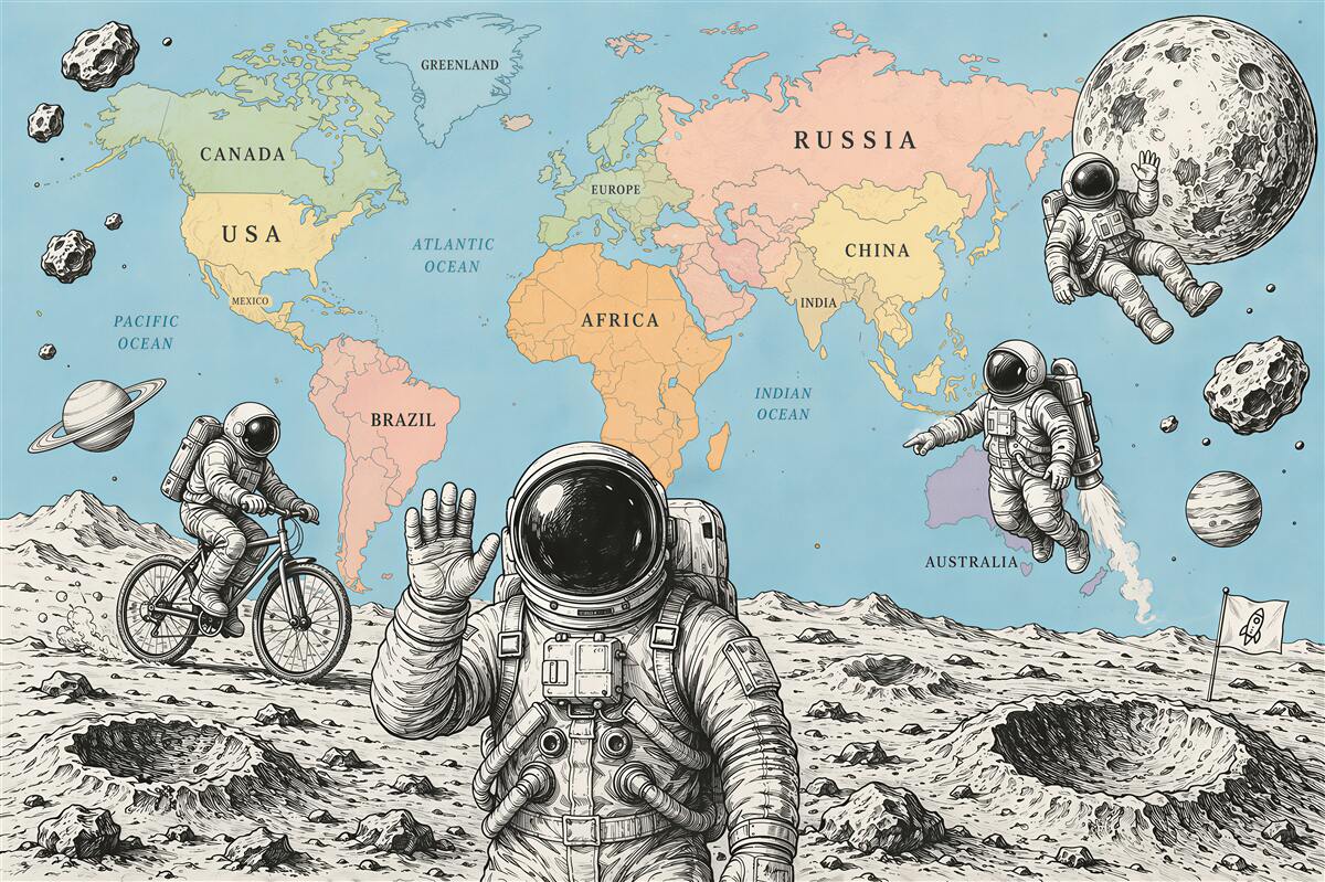 Fototapeta kosmiczna mapa świata dla dzieci