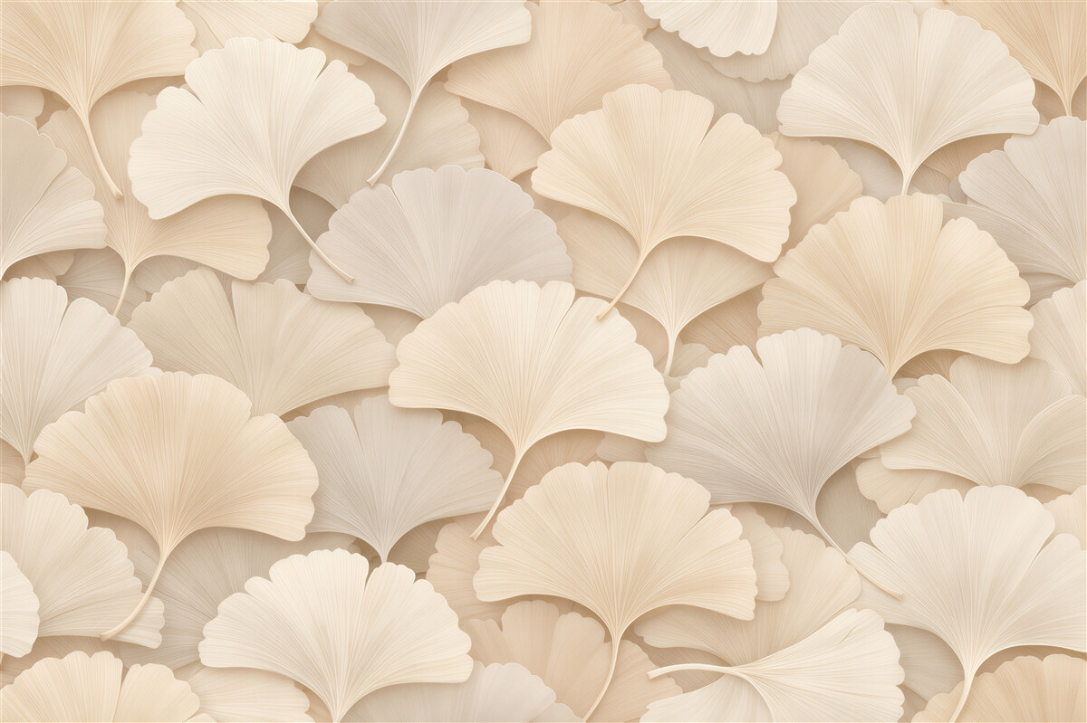 Fototapeta kremowe liście gingko w reliefie