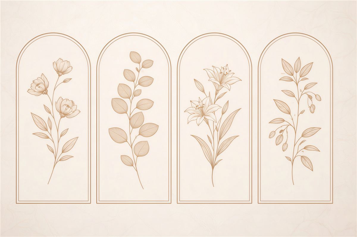 Fototapeta botaniczne szkice w arkadach