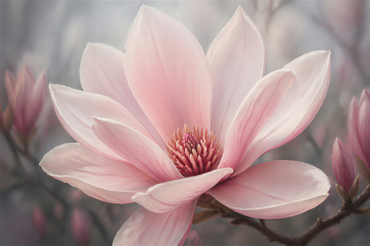 Fototapeta różowa magnolia o świcie