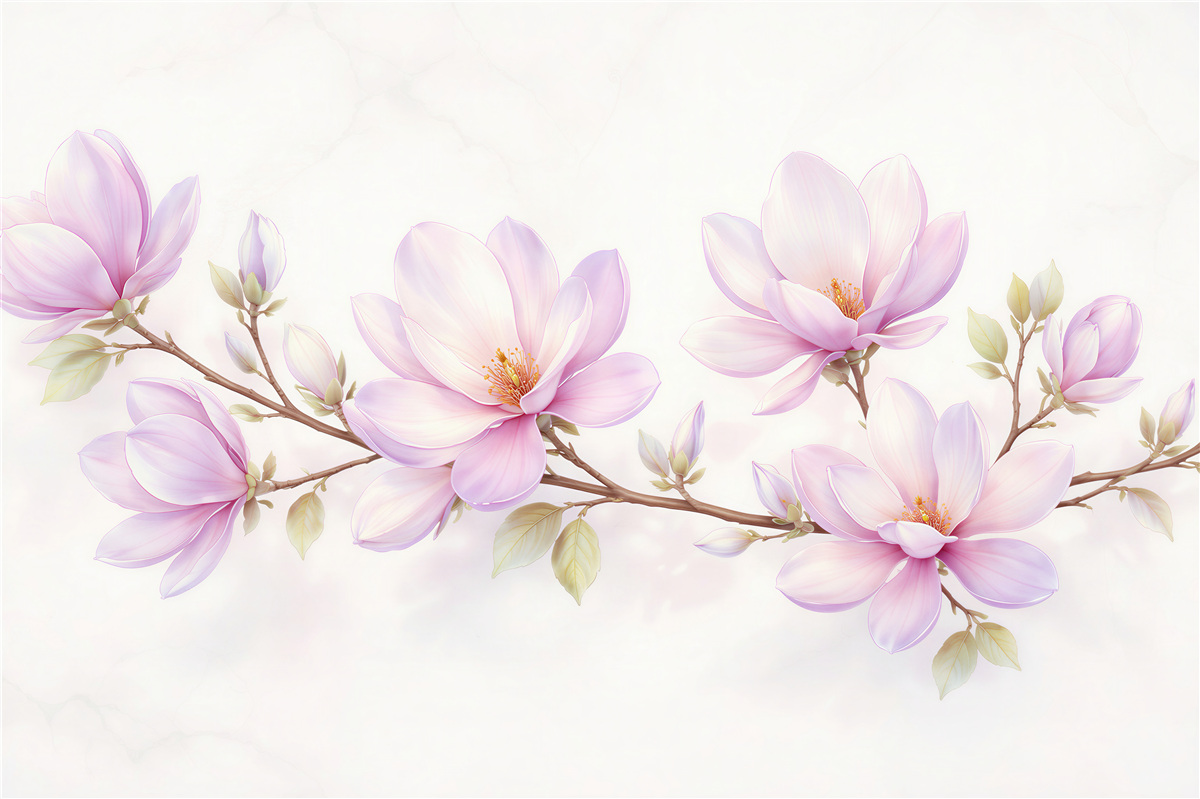 Fototapeta delikatne magnolie na jasnym tle
