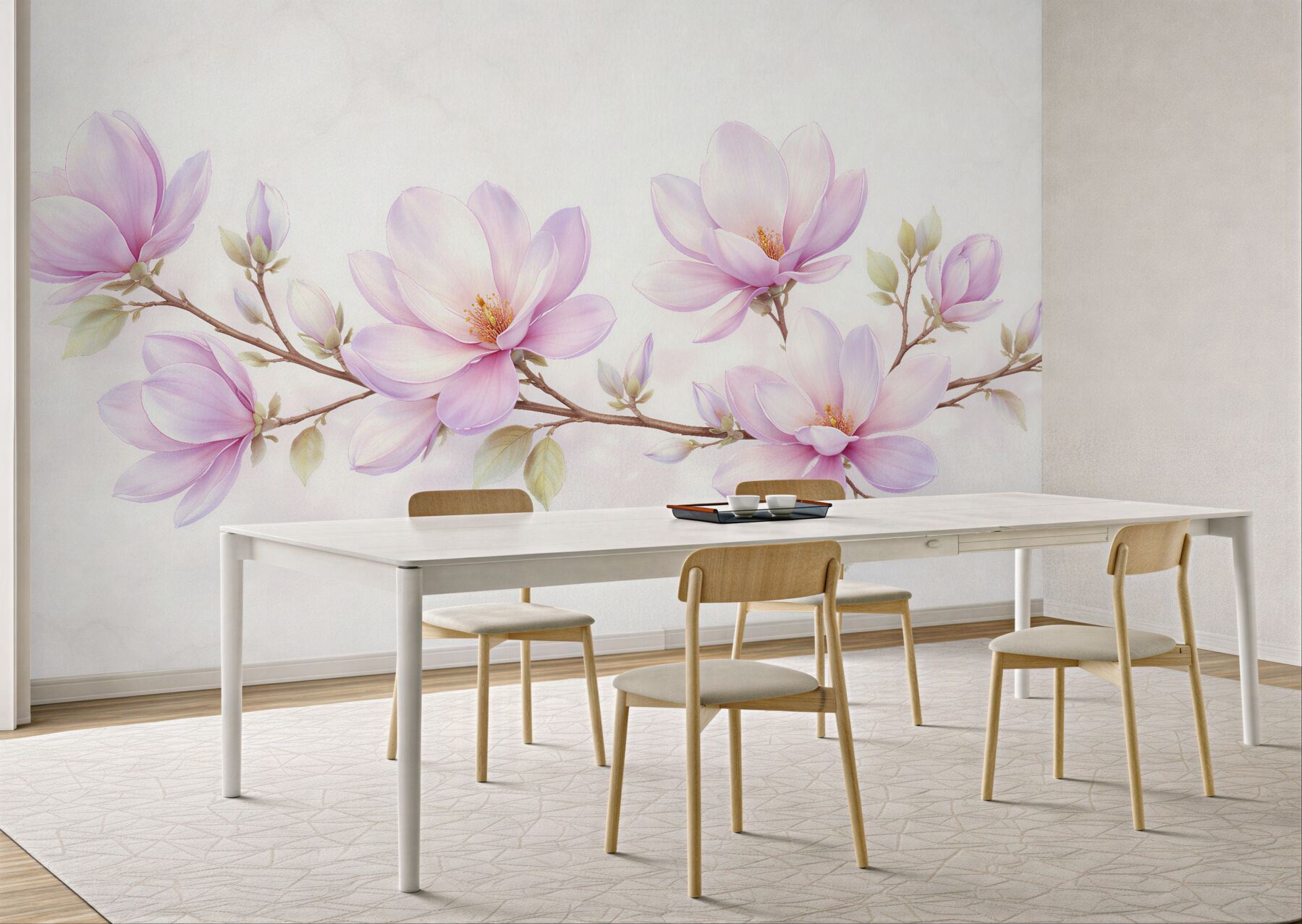 Fototapeta delikatne magnolie na jasnym tle
