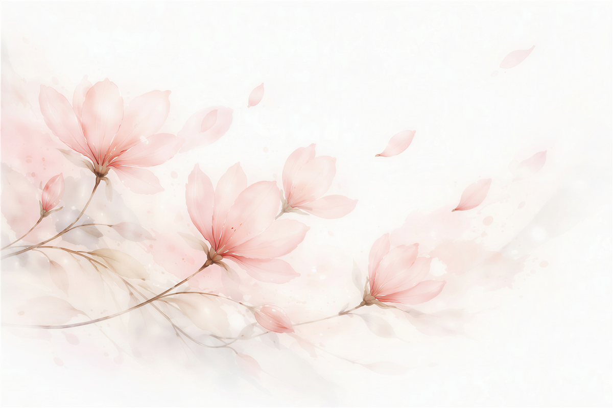 Fototapeta pudrowe magnolie w akwareli