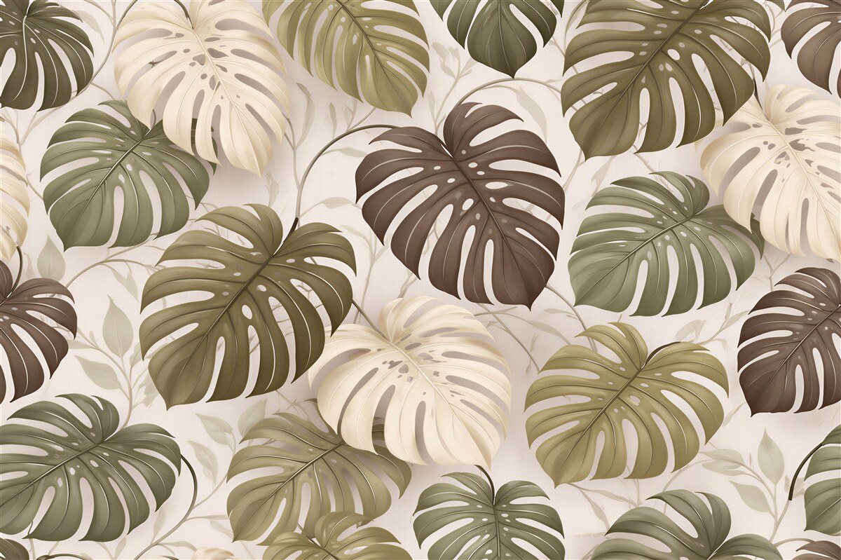 Fototapeta monstera w beżowej elegancji