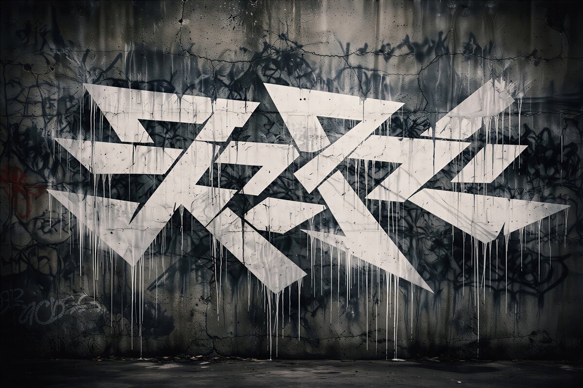 Fototapeta geometryczne graffiti na betonie