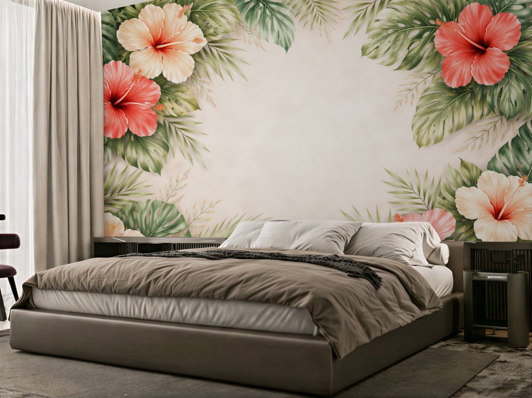Fototapeta tropikalna rama z hibiskusami