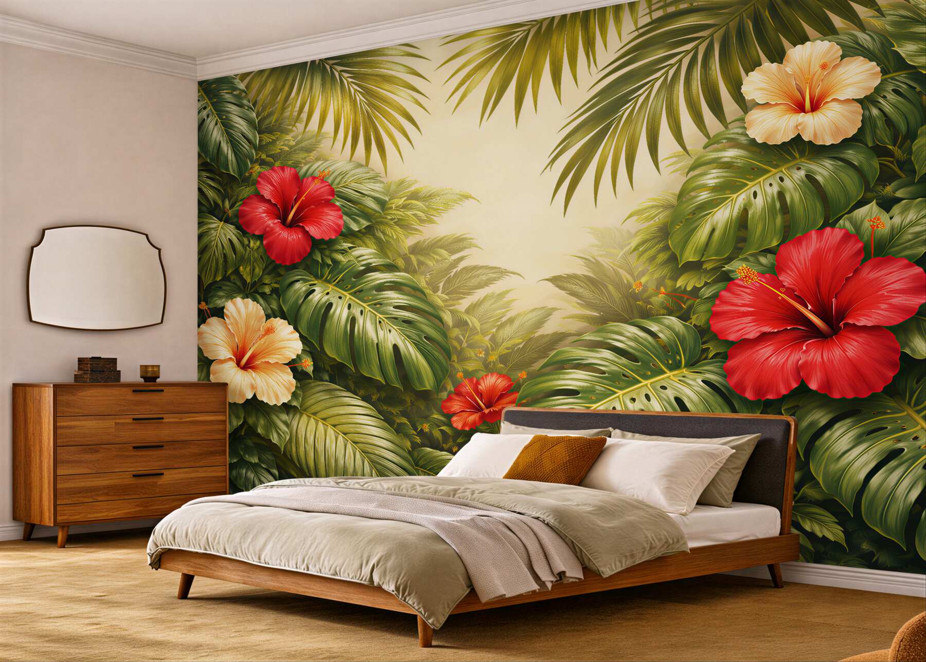 Fototapeta egzotyczna dżungla z hibiskusami