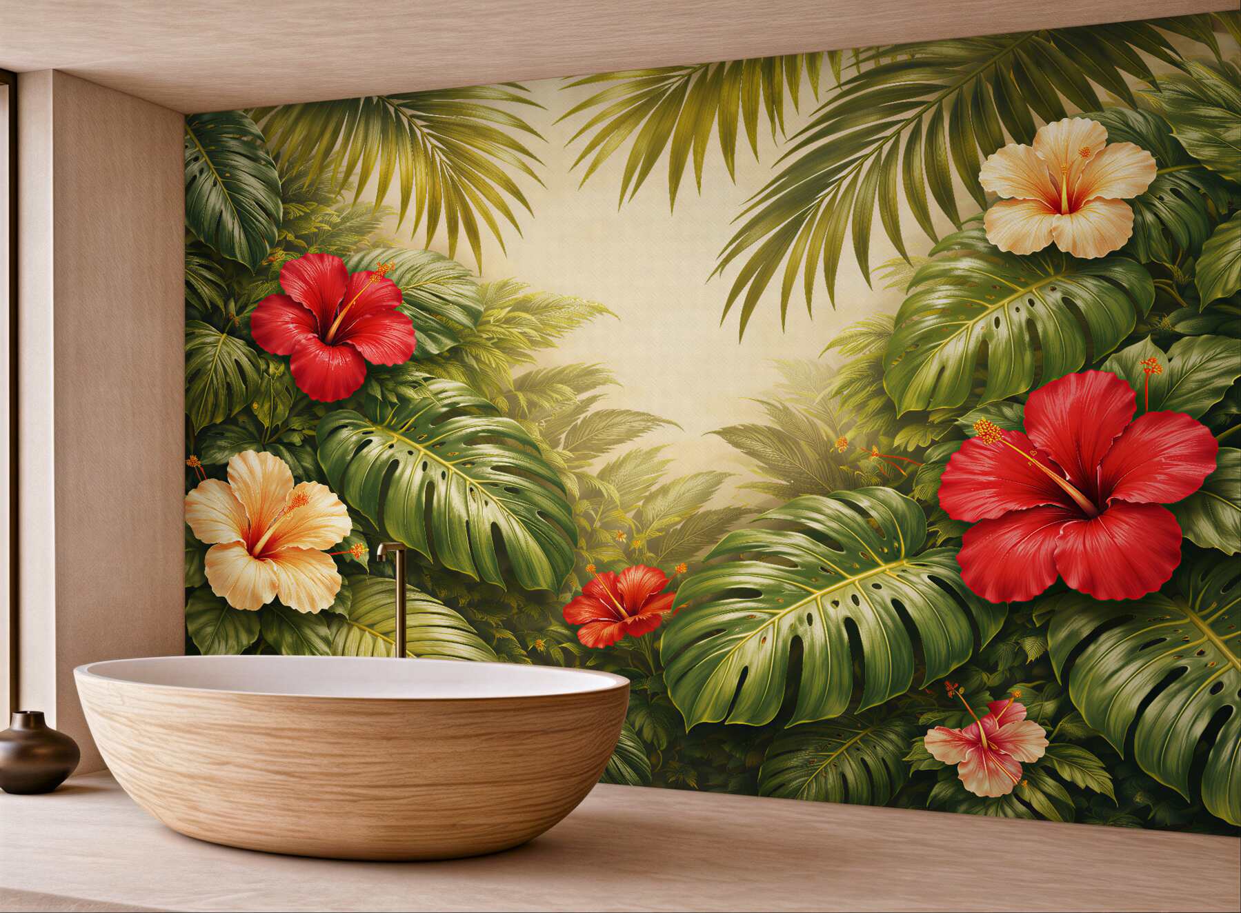 Fototapeta egzotyczna dżungla z hibiskusami