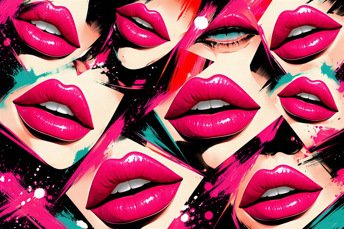 Fototapeta neonowe usta pop-art glamour