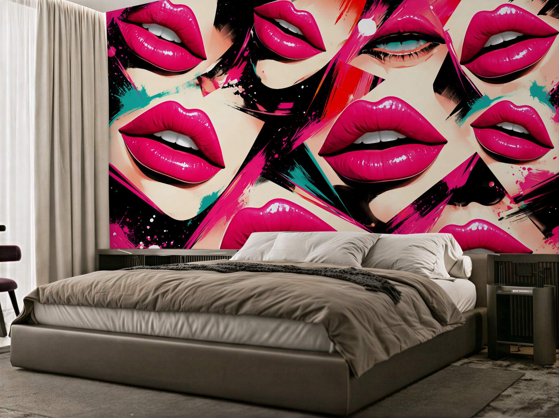 Fototapeta neonowe usta pop-art glamour