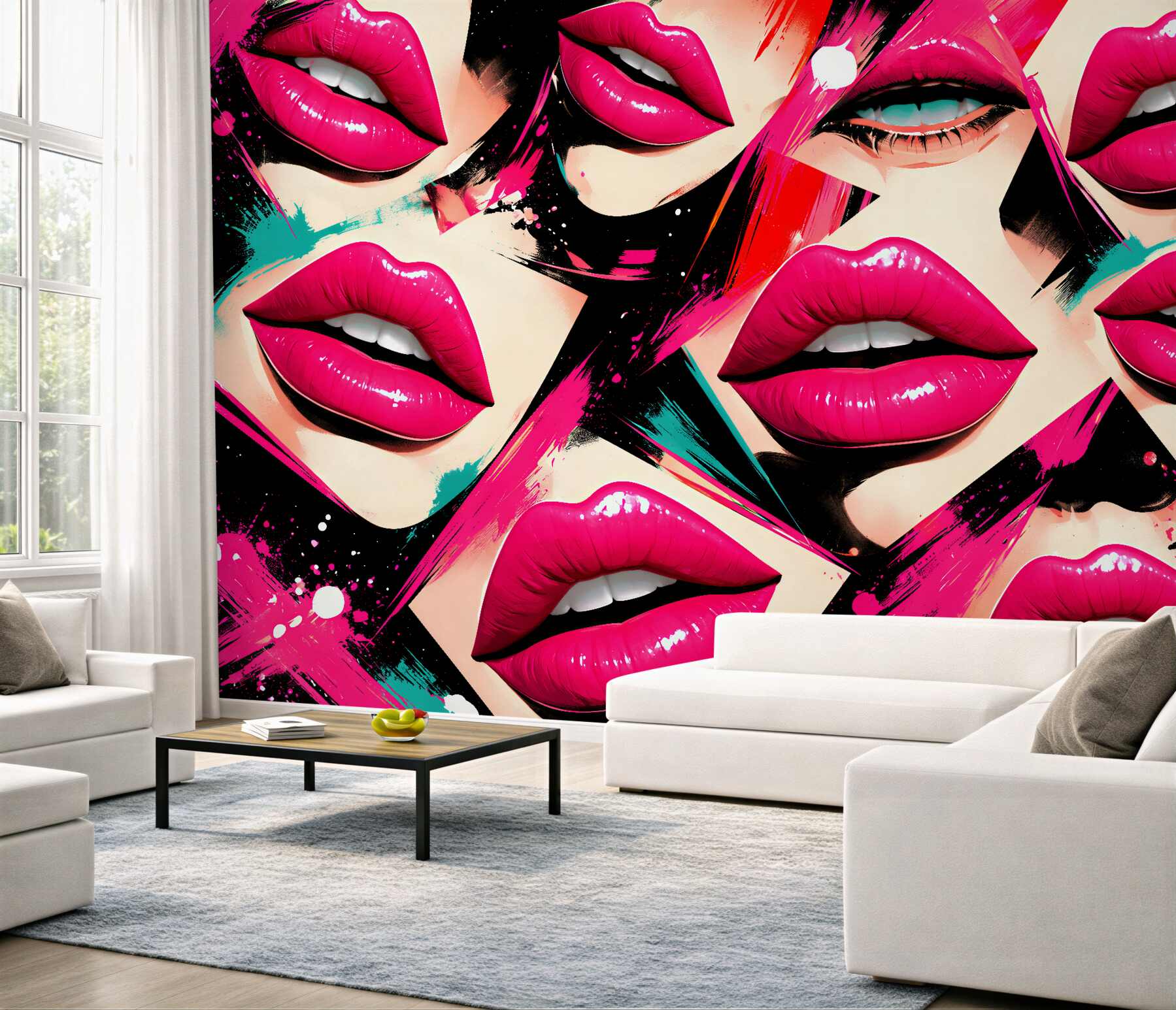 Fototapeta neonowe usta pop-art glamour