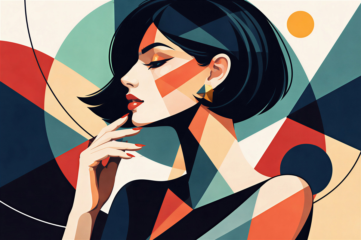 Fototapeta geometryczny portret eleganckiej kobiety