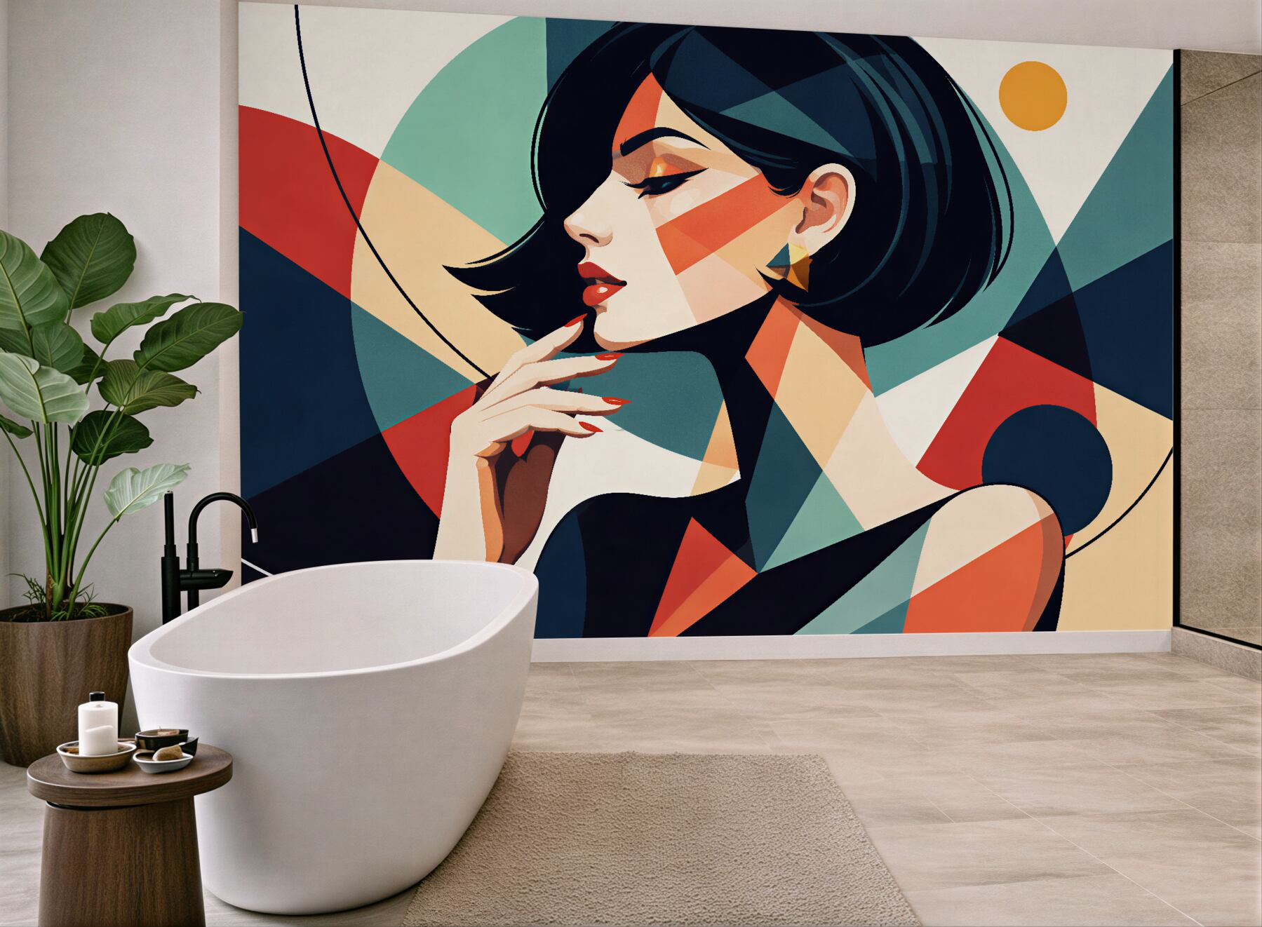 Fototapeta geometryczny portret eleganckiej kobiety