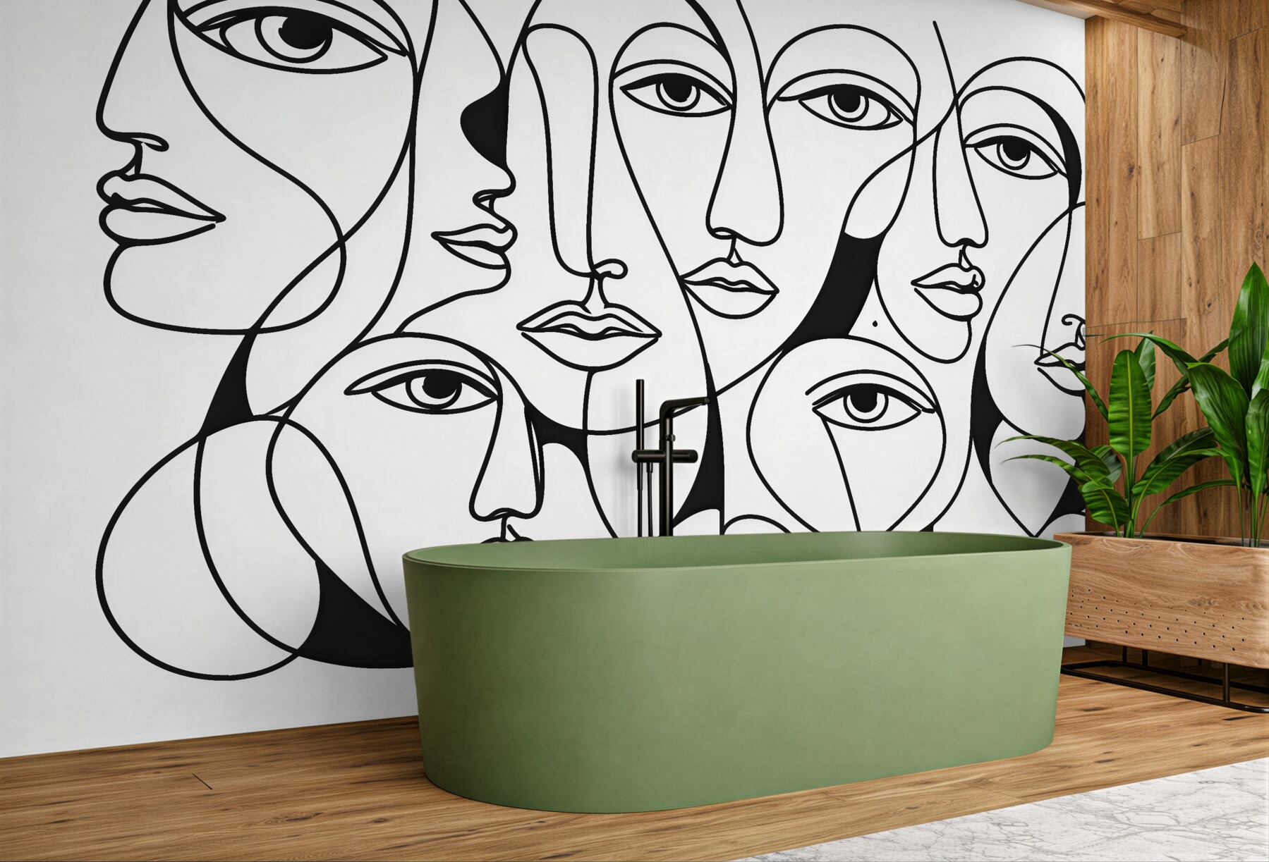 Fototapeta twarze w linearnym szkicu