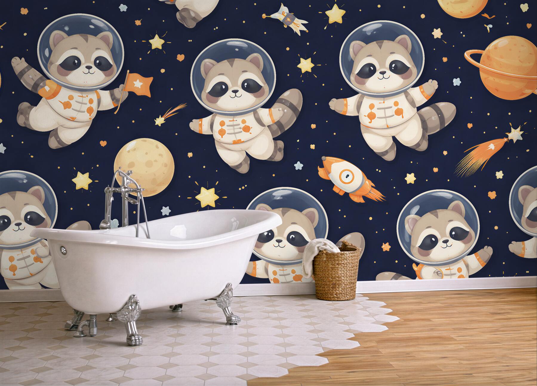 Fototapeta szopy astronauci w kosmicznej przygodzie