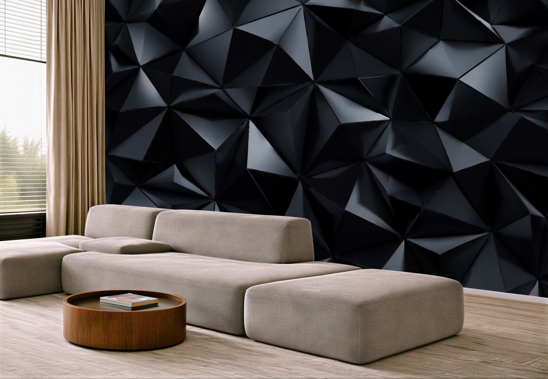 Fototapeta czarne geometryczne bryły 3d